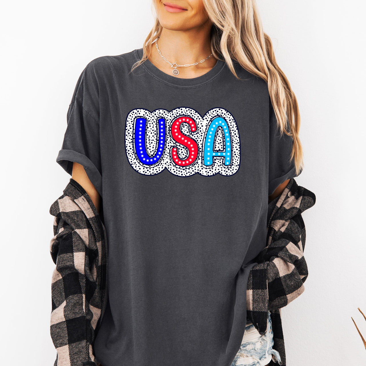 Dalmatian Print Patriotic USA Fourth Of July Americana Pride Edition Comfort Colors Tee