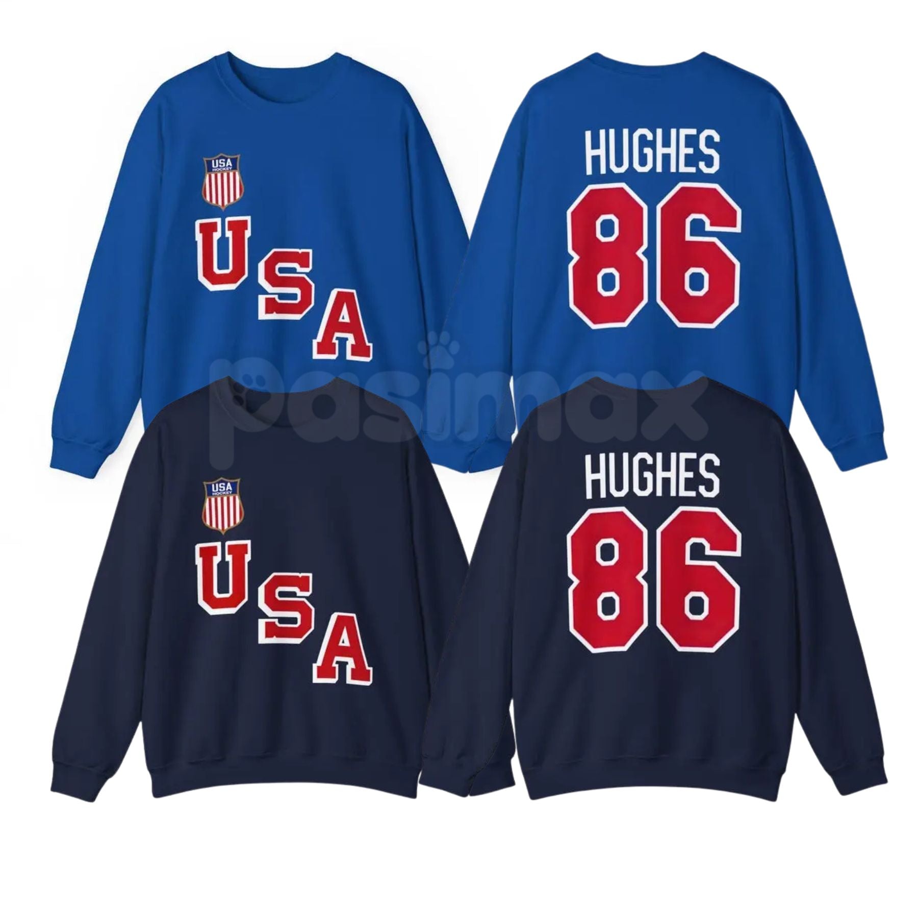 USA Hockey Jack Hughes #86 Sweatshirt | Two Sided Team USA Hockey Crewneck | Jack Hughes #86 Fan Jumper | International Hockey Stars Pullover | Aesthetic Team USA Sports Apparel | Premium Hockey Gift for Fans