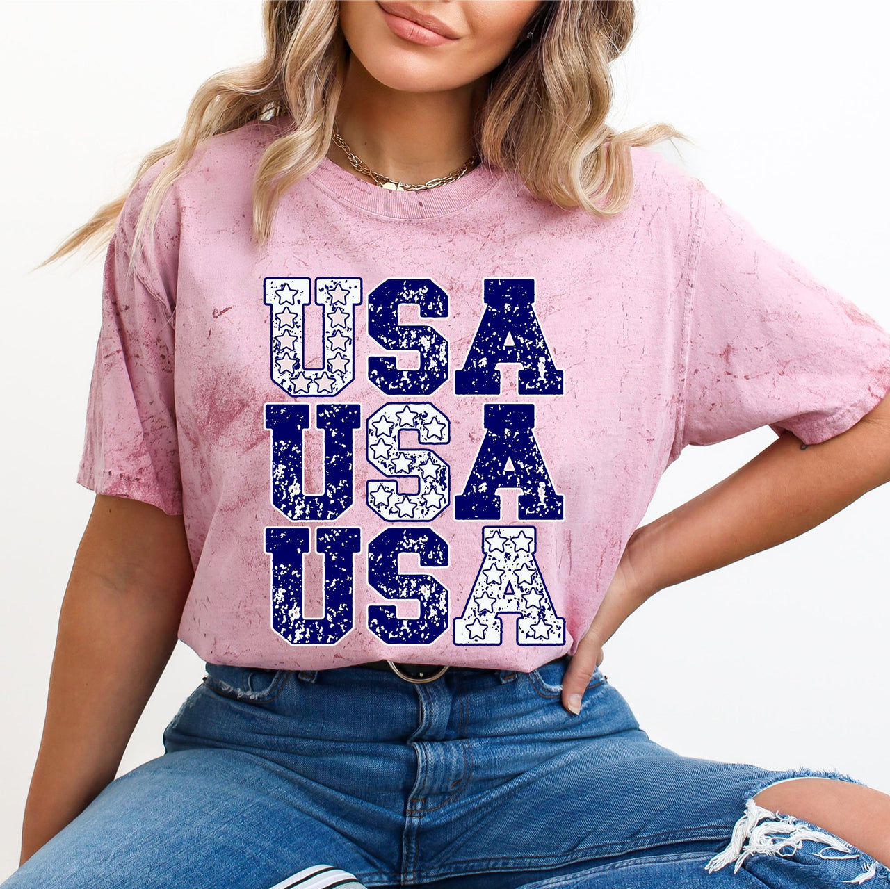 USA Retro Patriotic Stars Color Blast Fourth of July Limited Edition Comfort Colors Tee