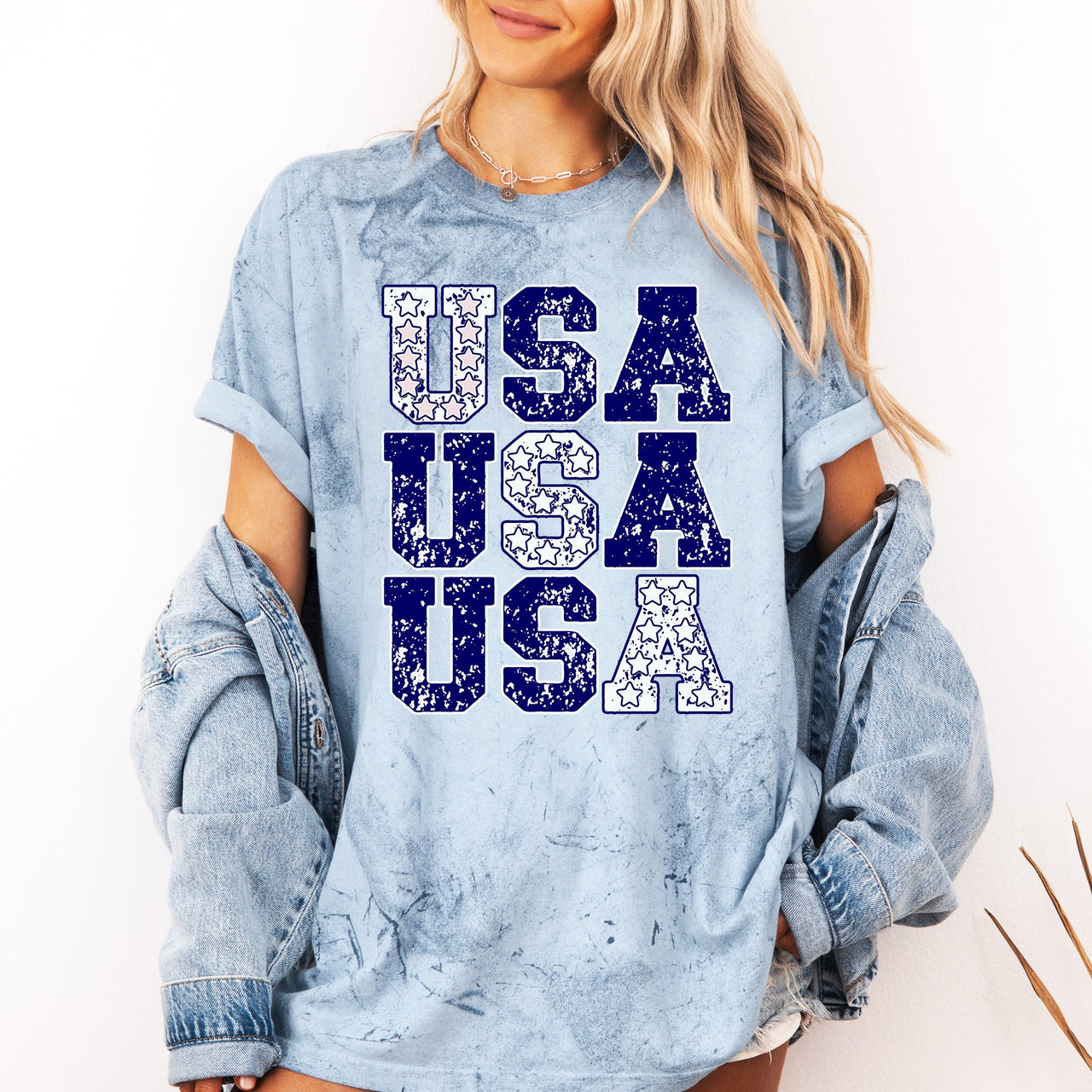 USA Retro Patriotic Stars Color Blast Fourth of July Limited Edition Comfort Colors Tee