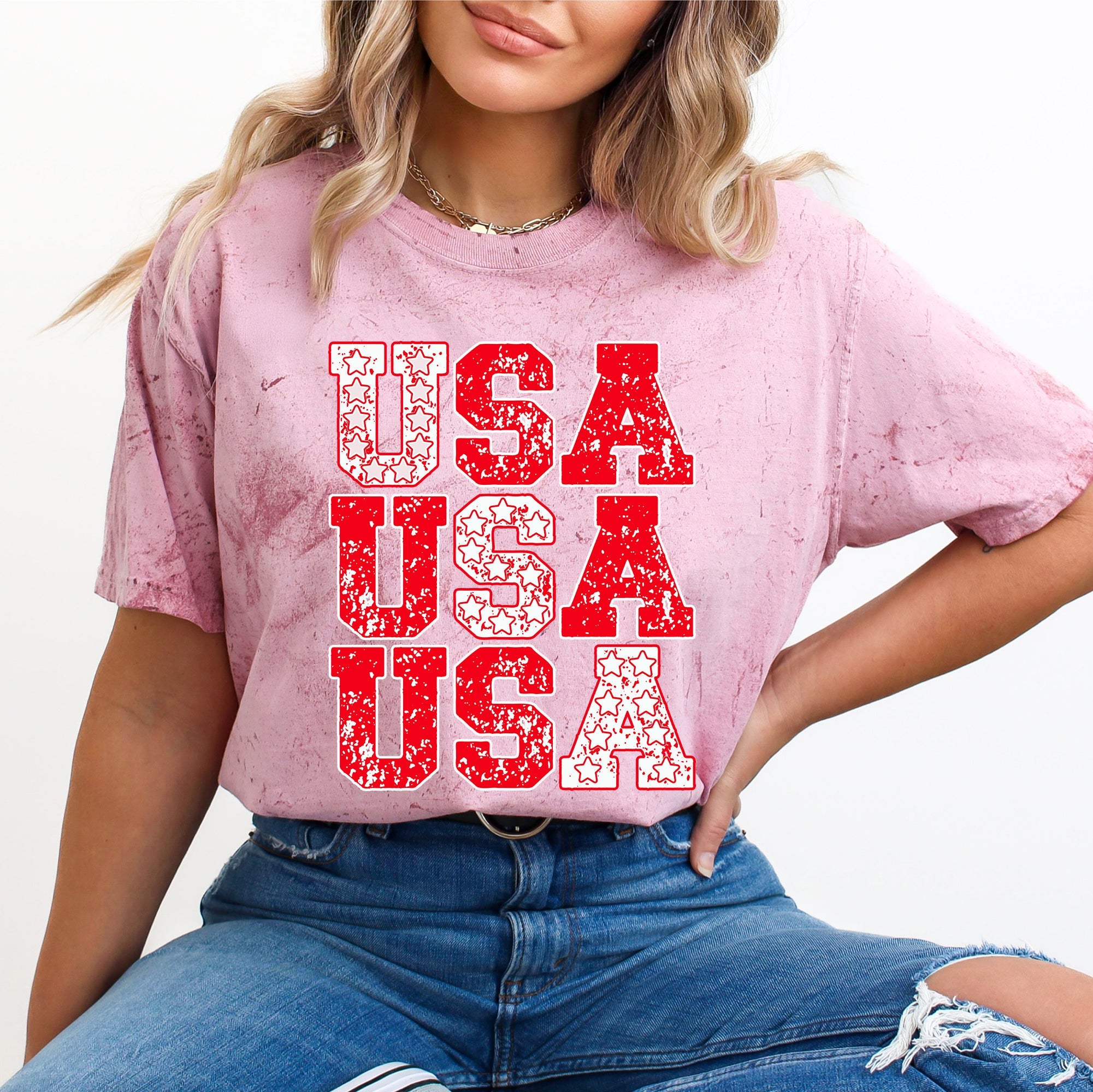 USA Retro Patriotic Stars and Stripes Color Blast Fourth of July Comfort Colors Tee
