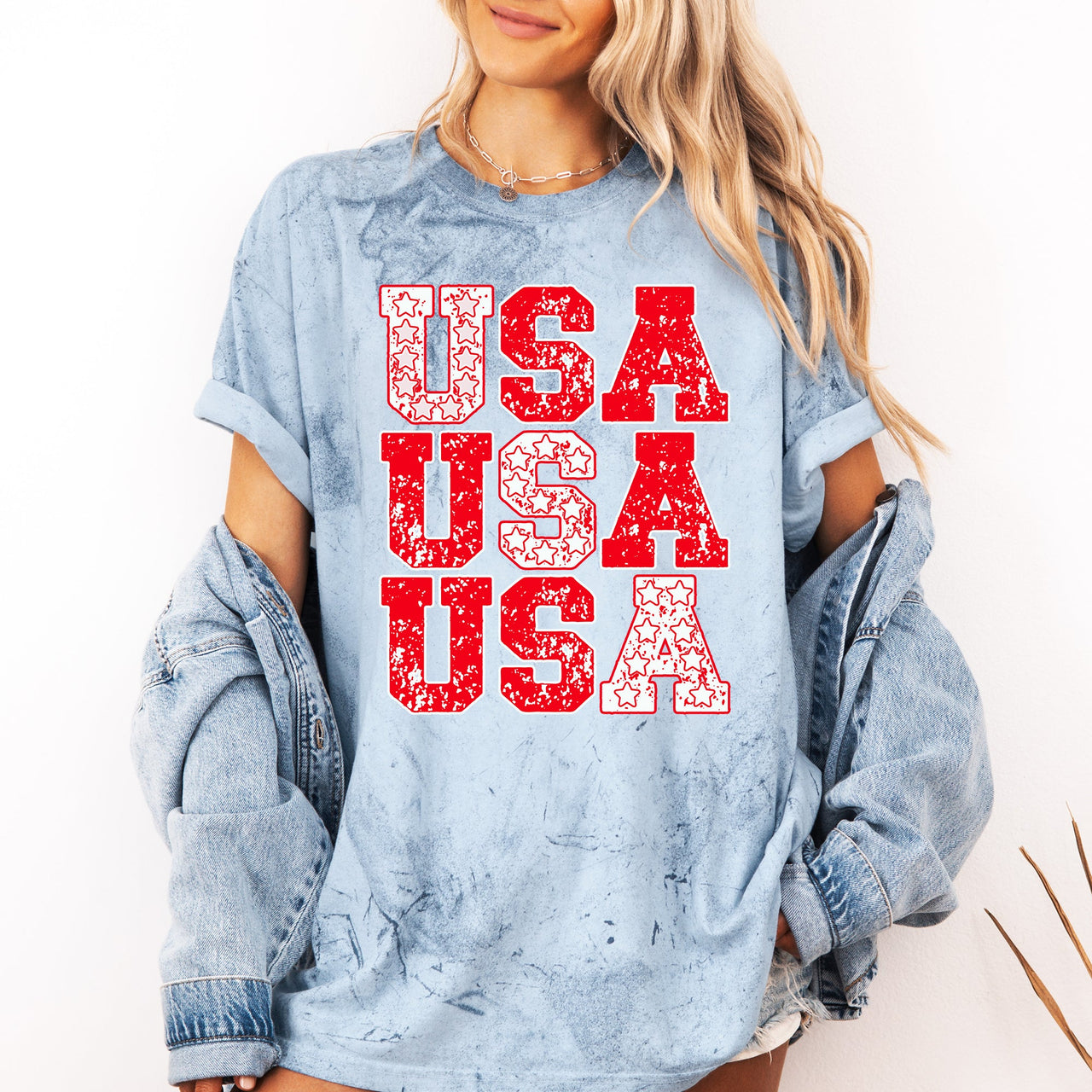 USA Retro Patriotic Stars and Stripes Color Blast Fourth of July Comfort Colors Tee