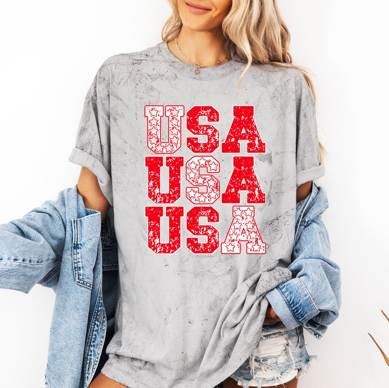 USA Retro Patriotic Stars and Stripes Color Blast Fourth of July Comfort Colors Tee