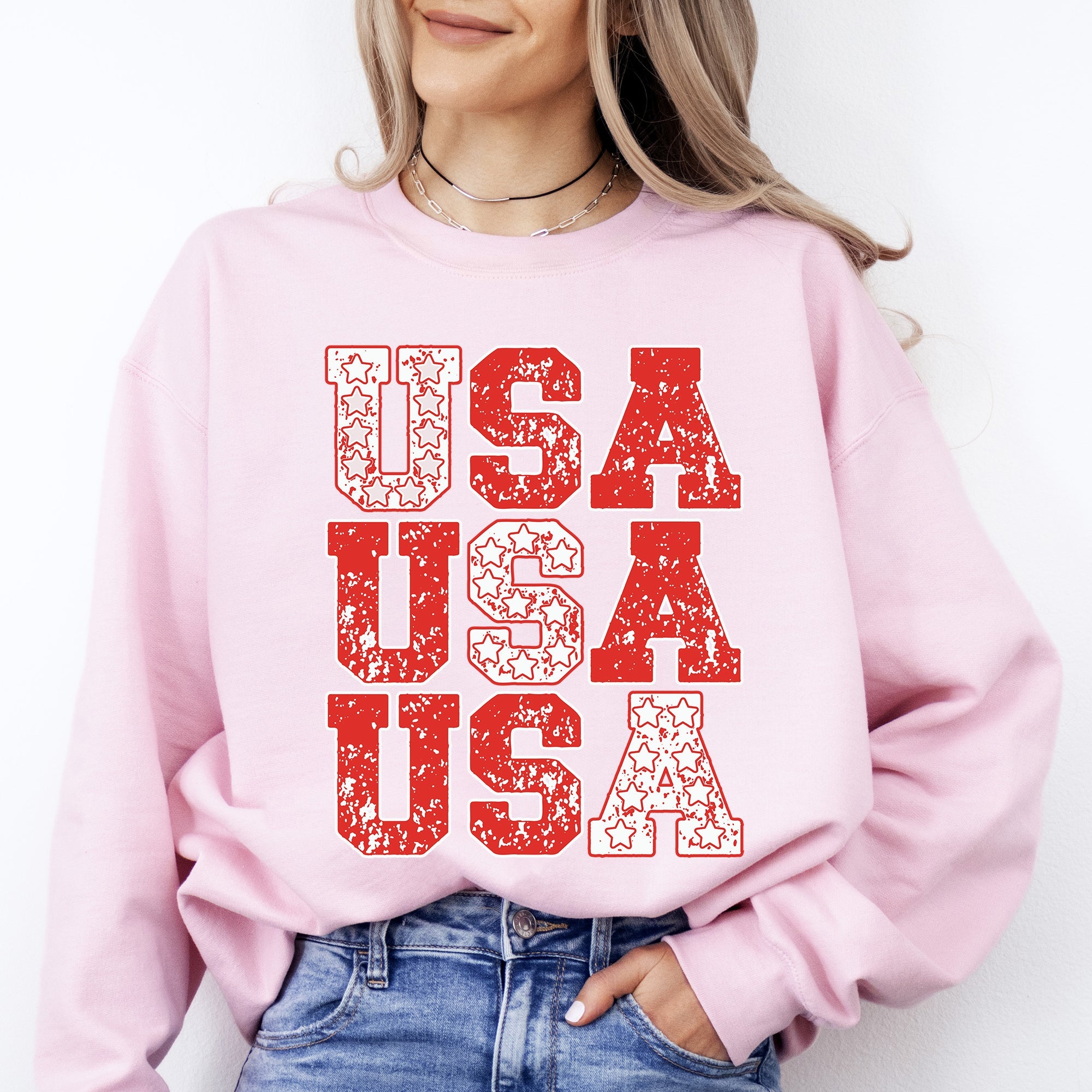 USA Retro Patriotic Stars And Stripes American Flag Theme Festival Edition Sweatshirt