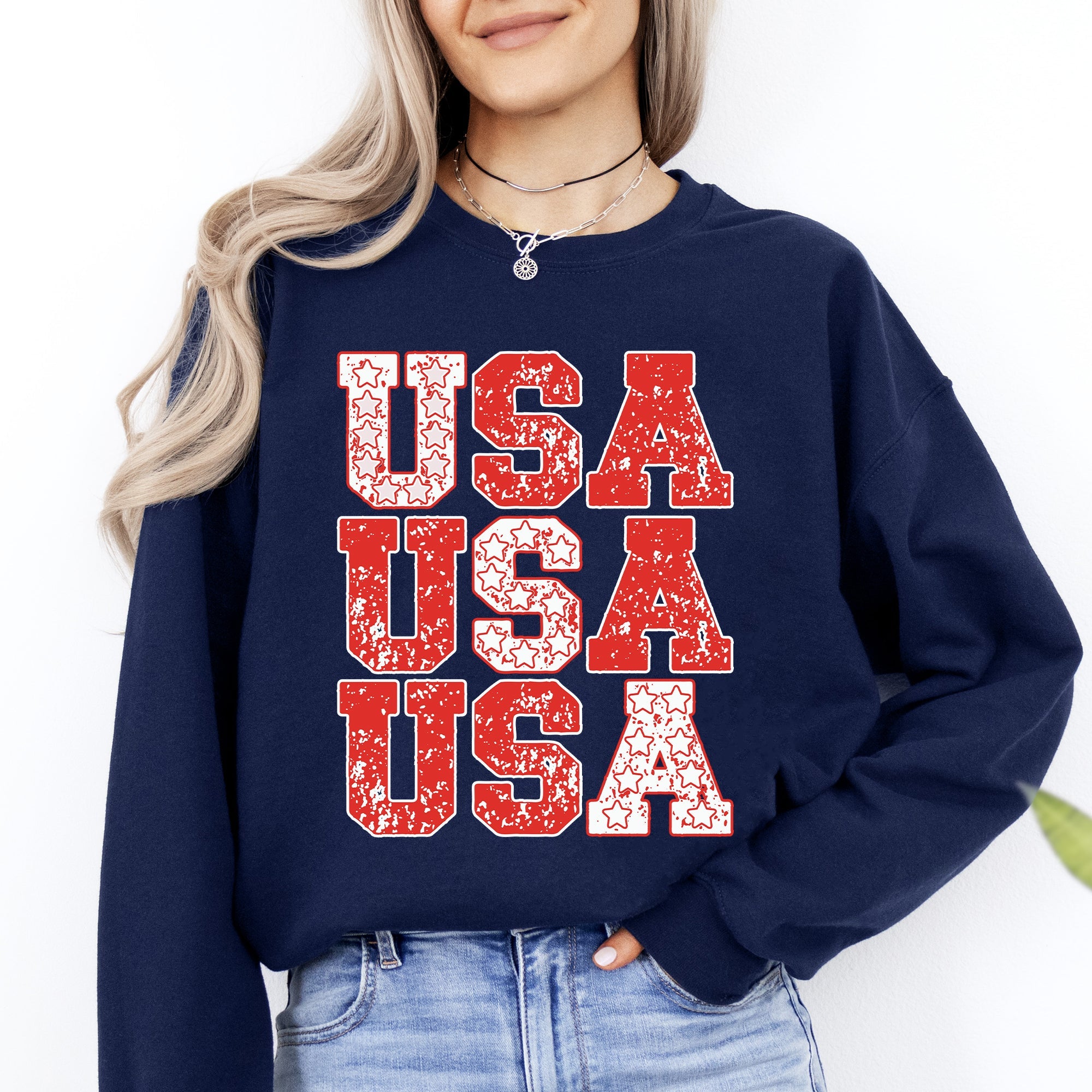 USA Retro Patriotic Stars And Stripes American Flag Theme Festival Edition Sweatshirt
