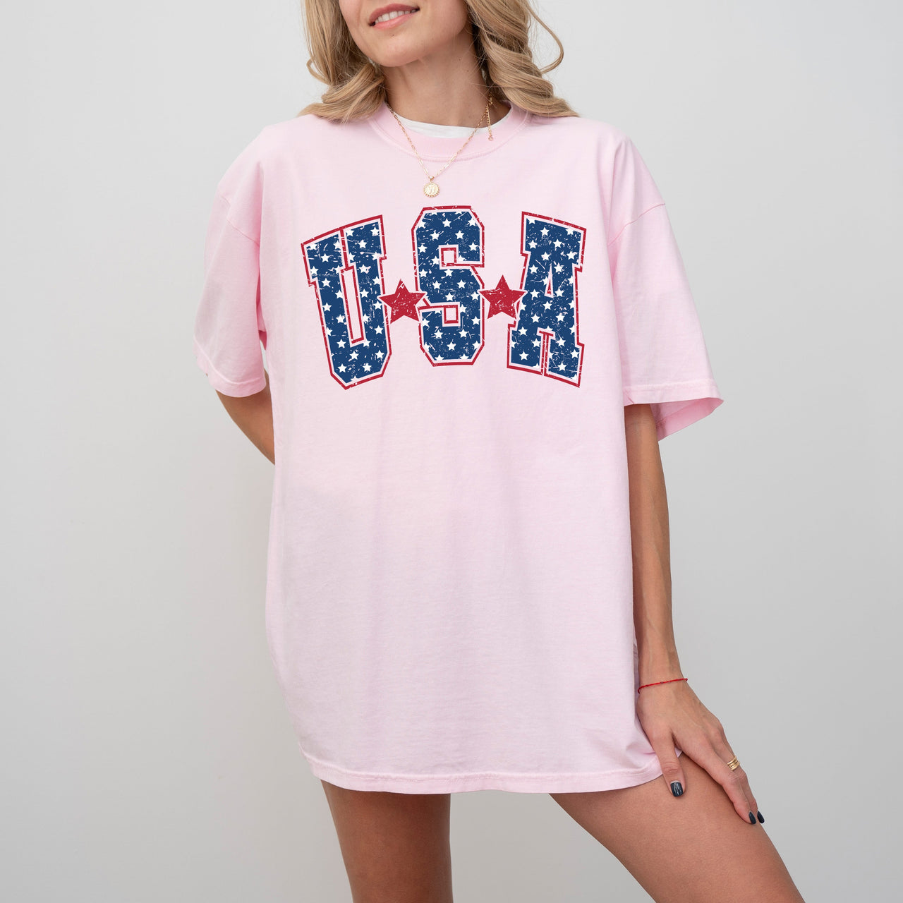 USA Stars Stripes Patriot Retro Varsity Style American Pride Edition Comfort Colors Tee