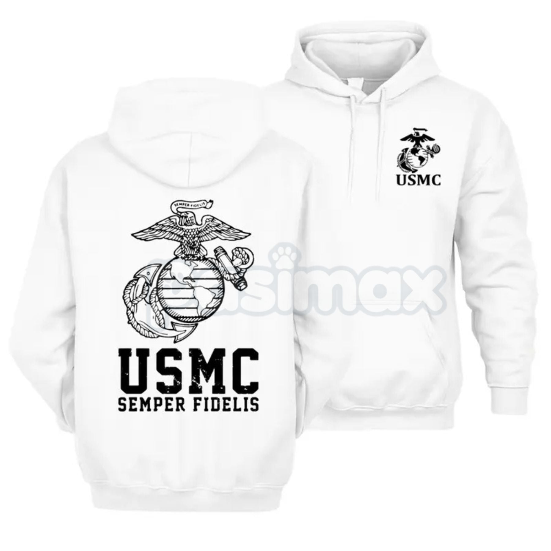USMC Semper Fidelis Marine Corps Hoodie – Iconic Motto Pullover, Veteran & Active Duty Military Apparel, Unisex