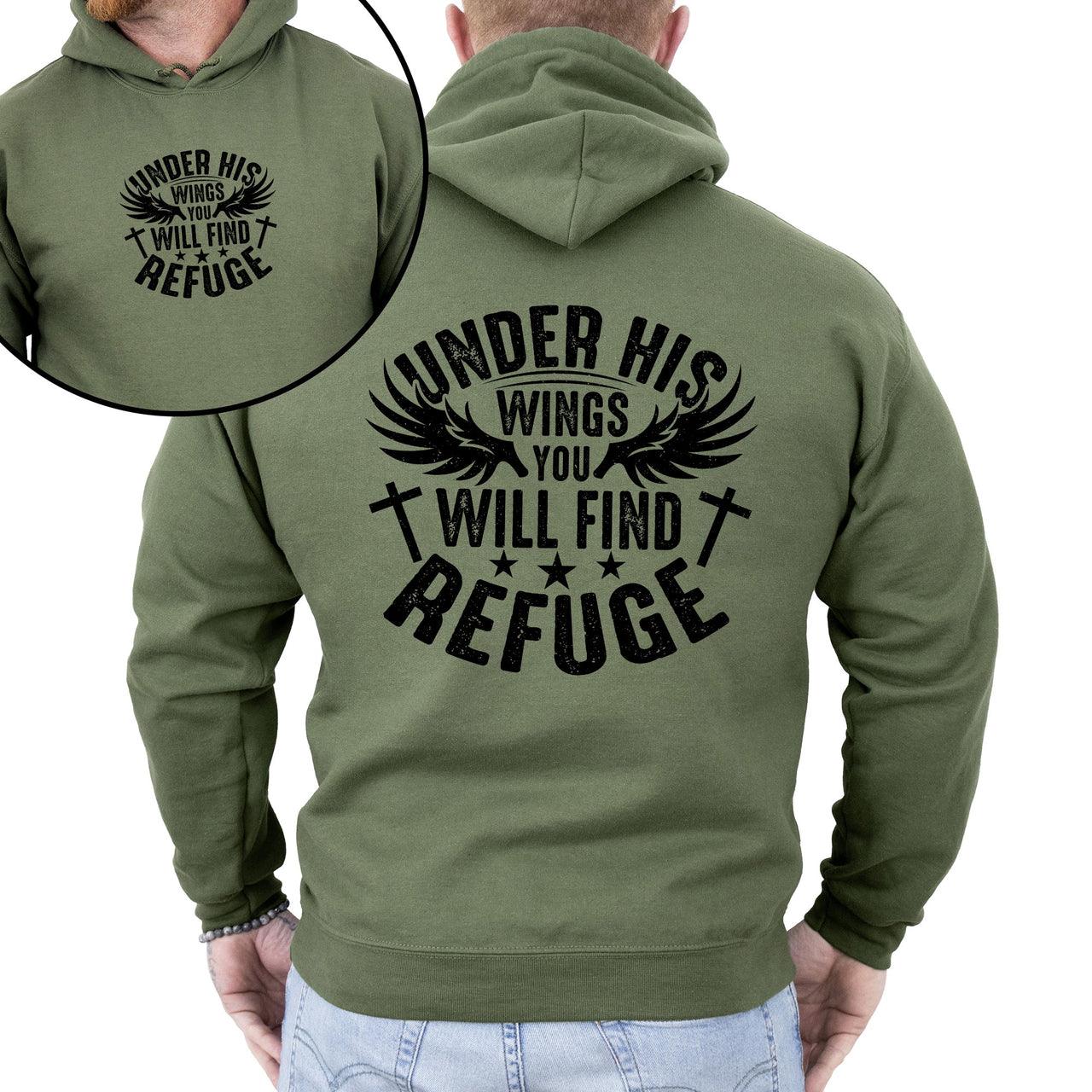 Under His Wings You Will Find Refuge Christian Gospel Faith Based Inspirational Religious Hoodie
