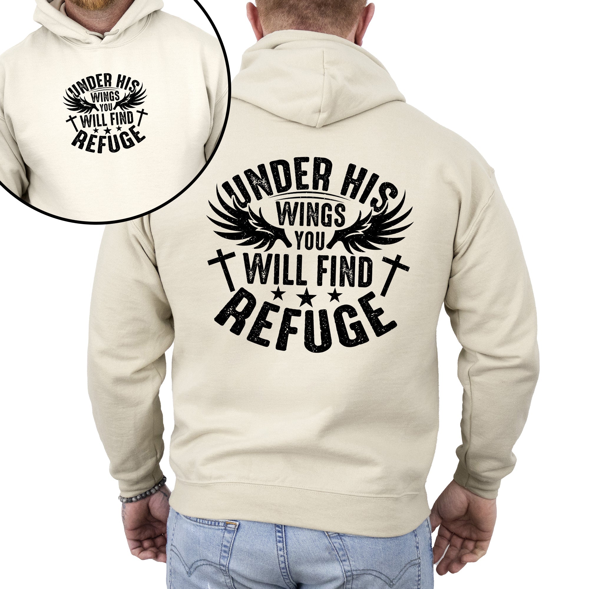 Under His Wings You Will Find Refuge Christian Gospel Faith Based Inspirational Religious Hoodie