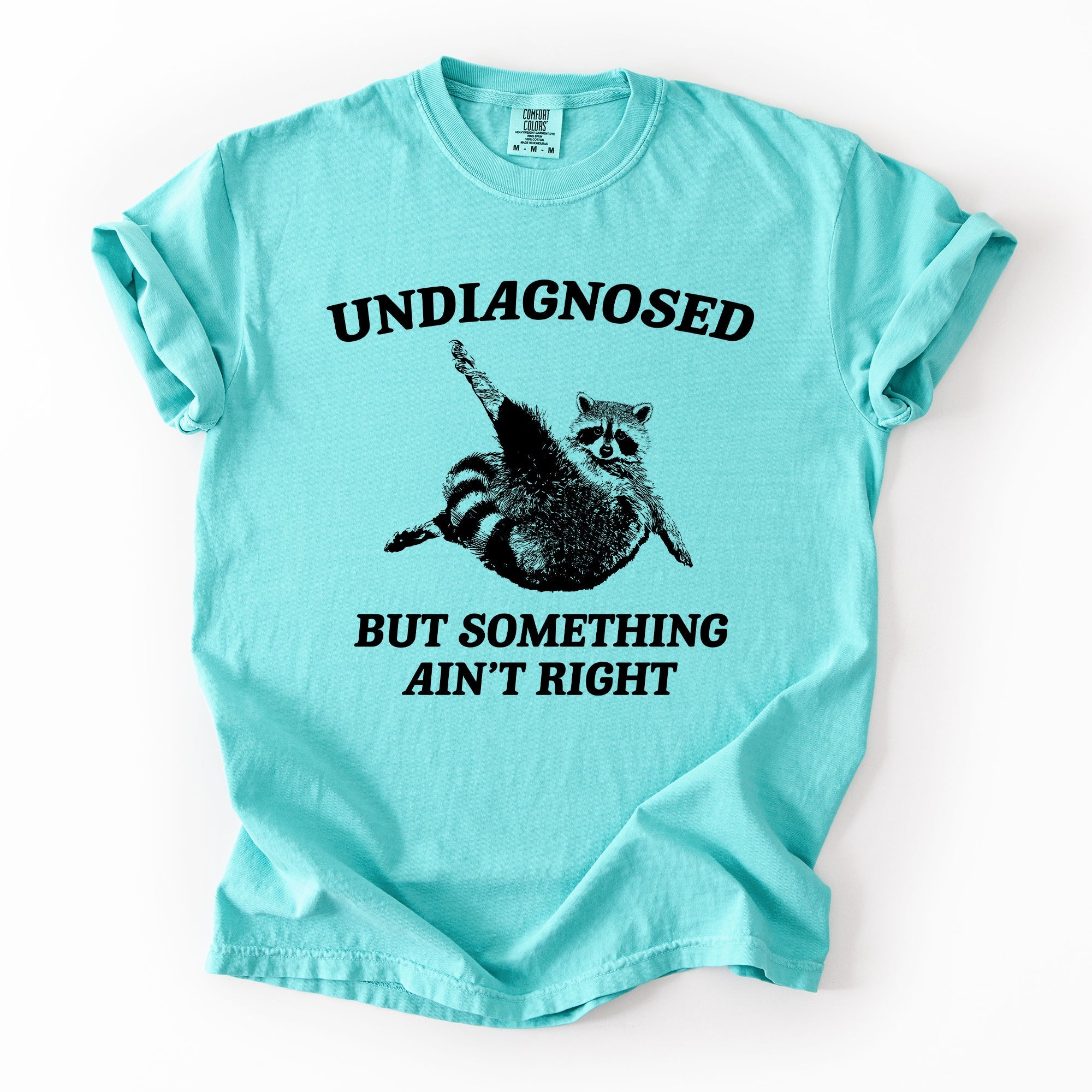 Undiagnosed, But Something Ain't Right, Raccoon Illustrated Graphic Comfort Colors Tee
