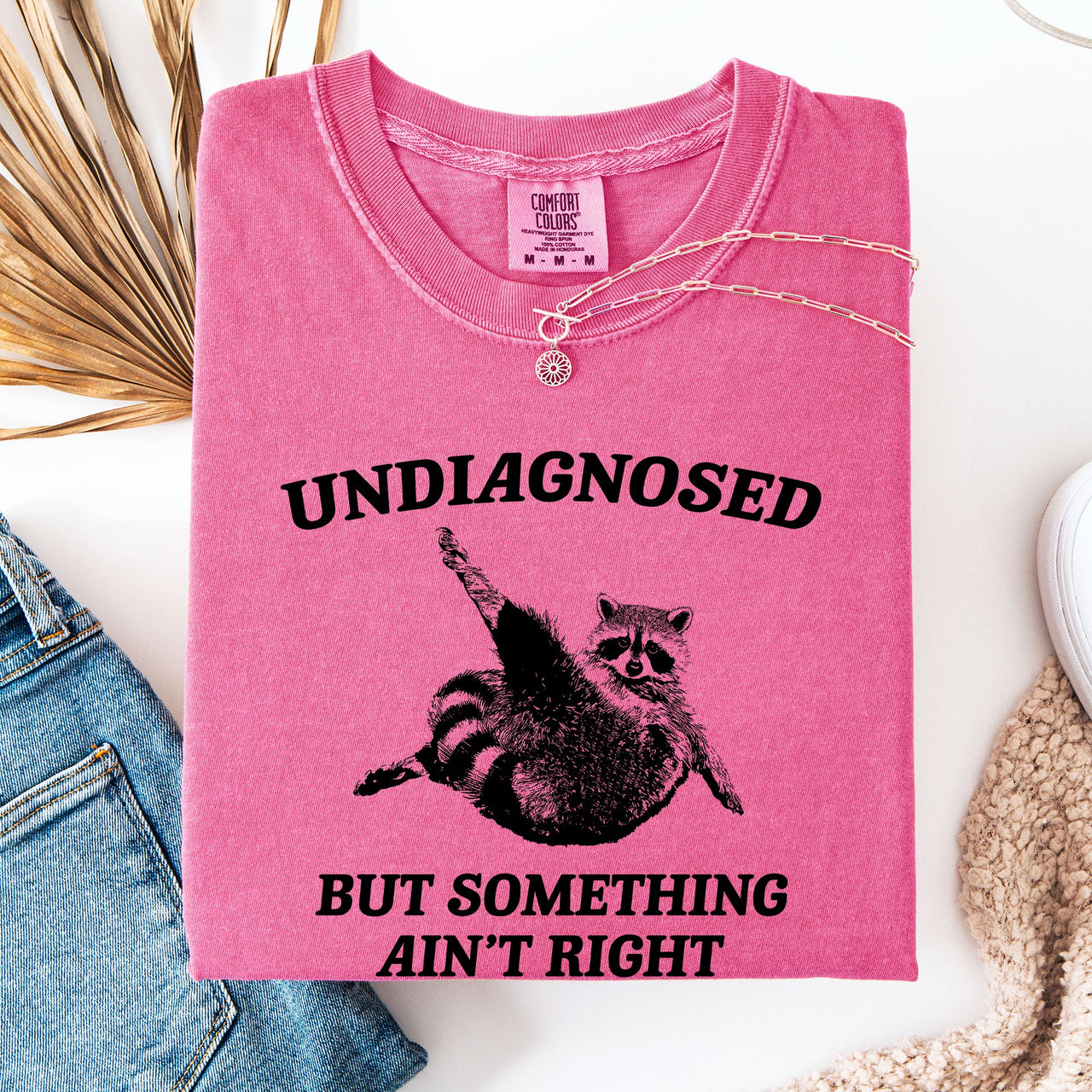 Undiagnosed, But Something Ain't Right, Raccoon Illustrated Graphic Comfort Colors Tee