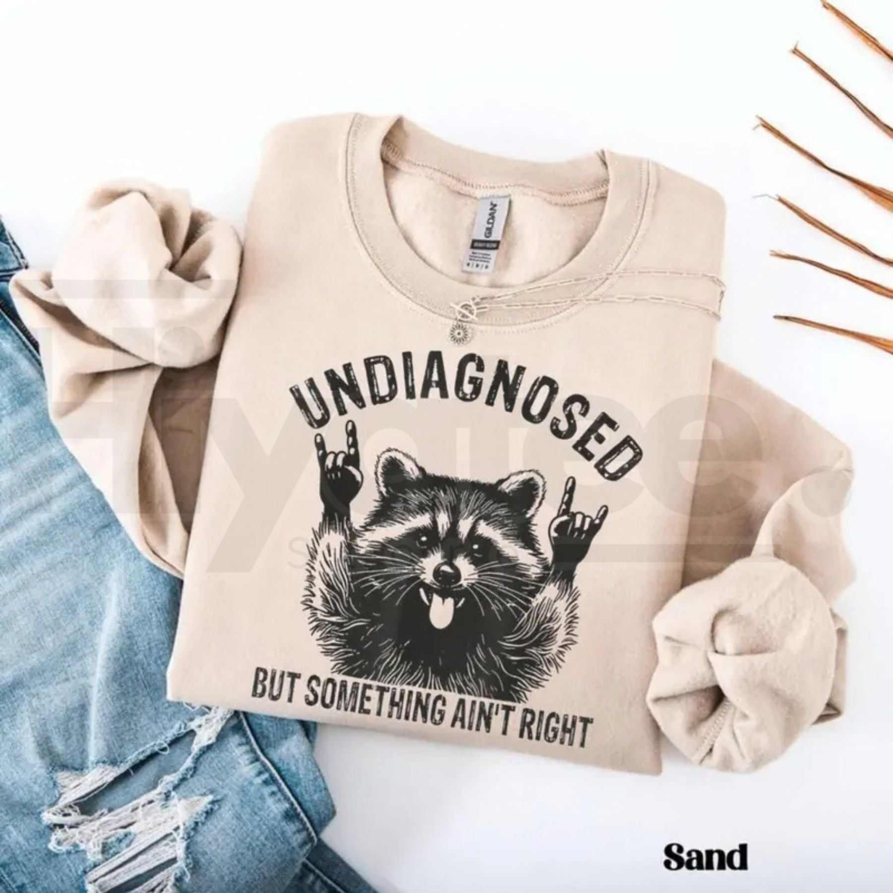 Undiagnosed But Something Ain't Right Raccoon Sweatshirt: Quirky Rock On Animal Crewneck