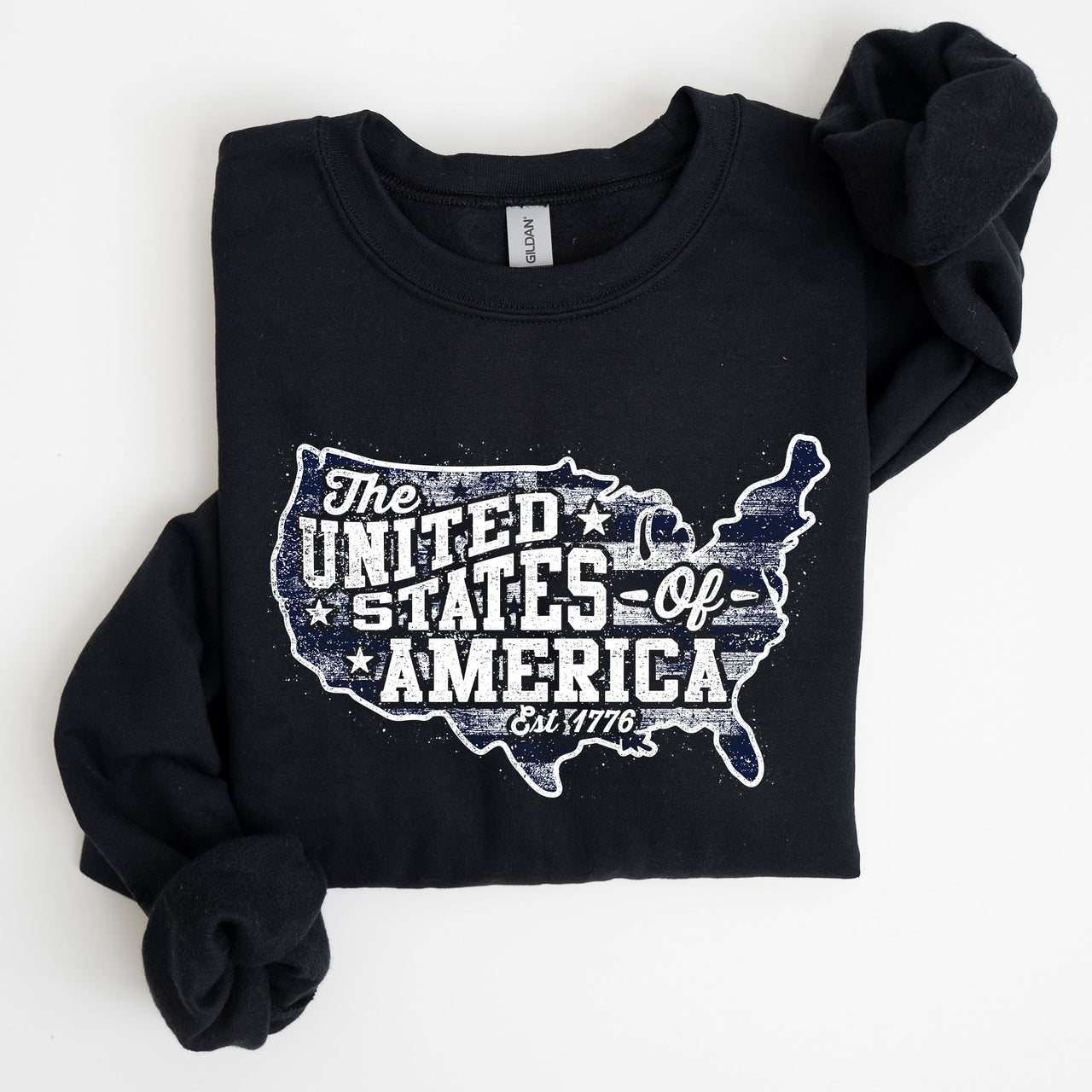 United States Of America Patriotic 4th Of July USA Flag Graphic Emblem Sweatshirt