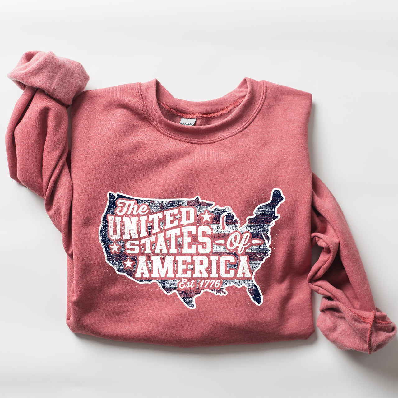United States Of America Patriotic 4th Of July USA Flag Graphic Emblem Sweatshirt