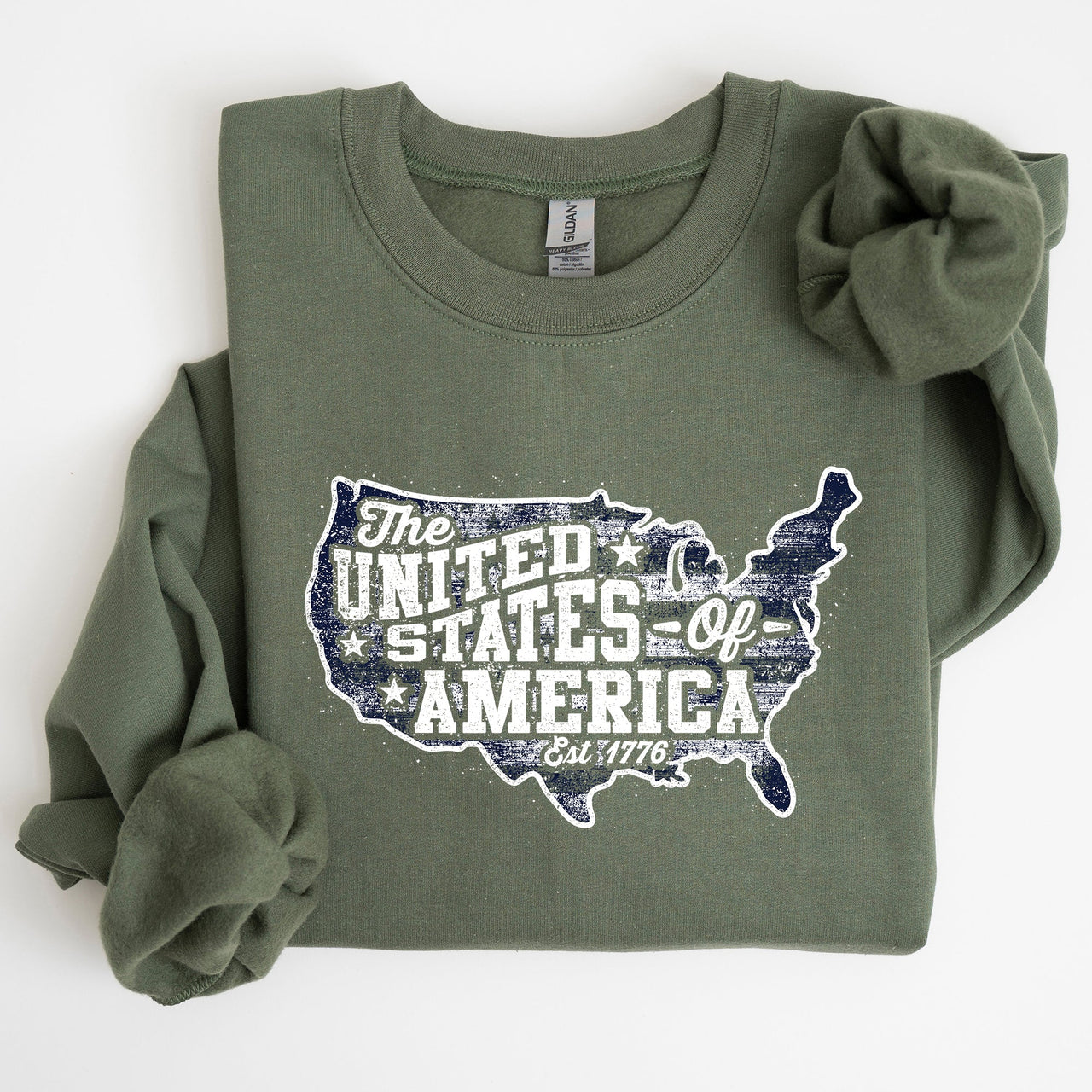 United States Of America Patriotic 4th Of July USA Flag Graphic Emblem Sweatshirt