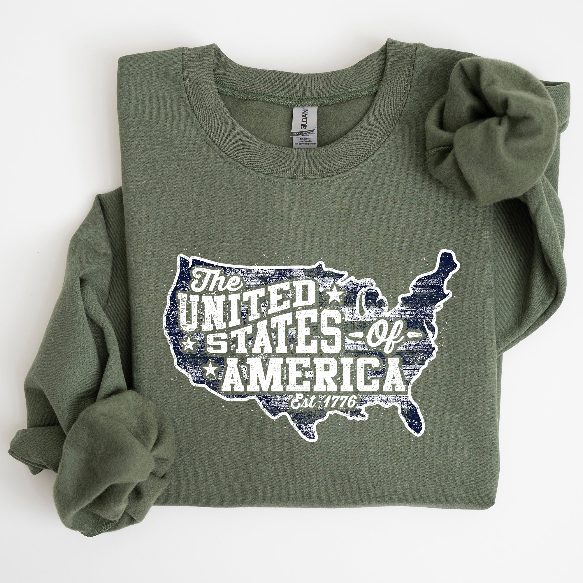 United States Of America Patriotic 4th Of July USA Flag Graphic Emblem Sweatshirt
