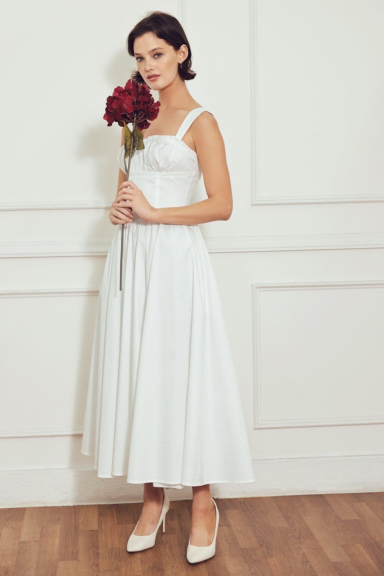 SWEETHEART SERENADE WOVEN MIDI DRESS