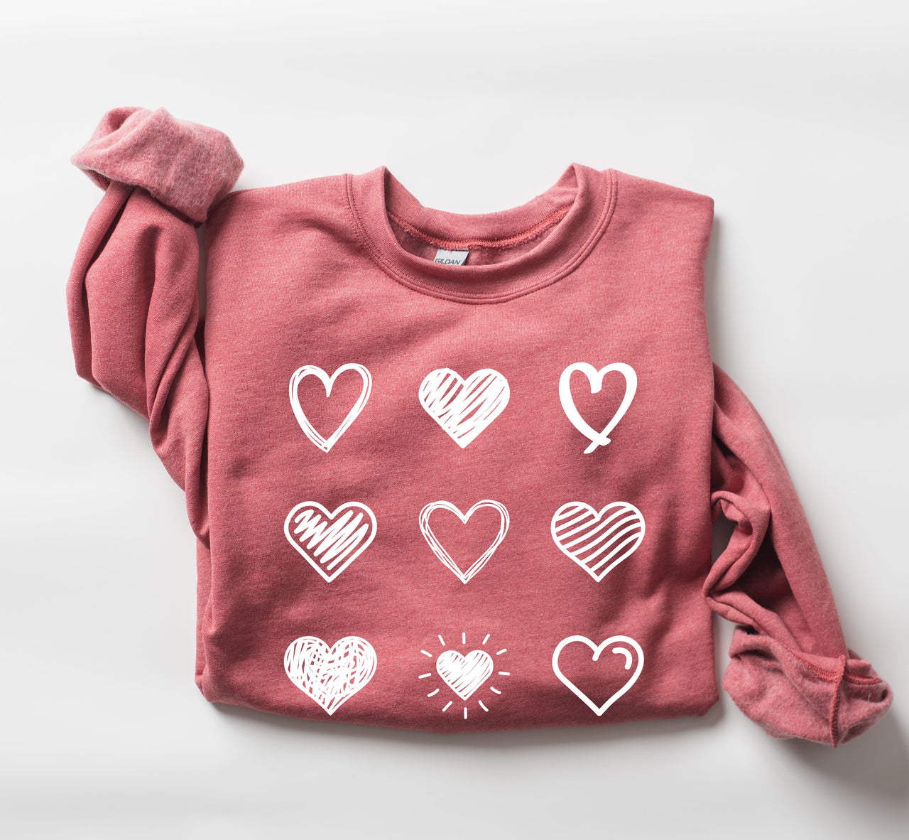 Retro Cute Hearts Vintage Valentine Edition Ultra Soft Brushed Thermal Cozy Fleece Sweatshirt