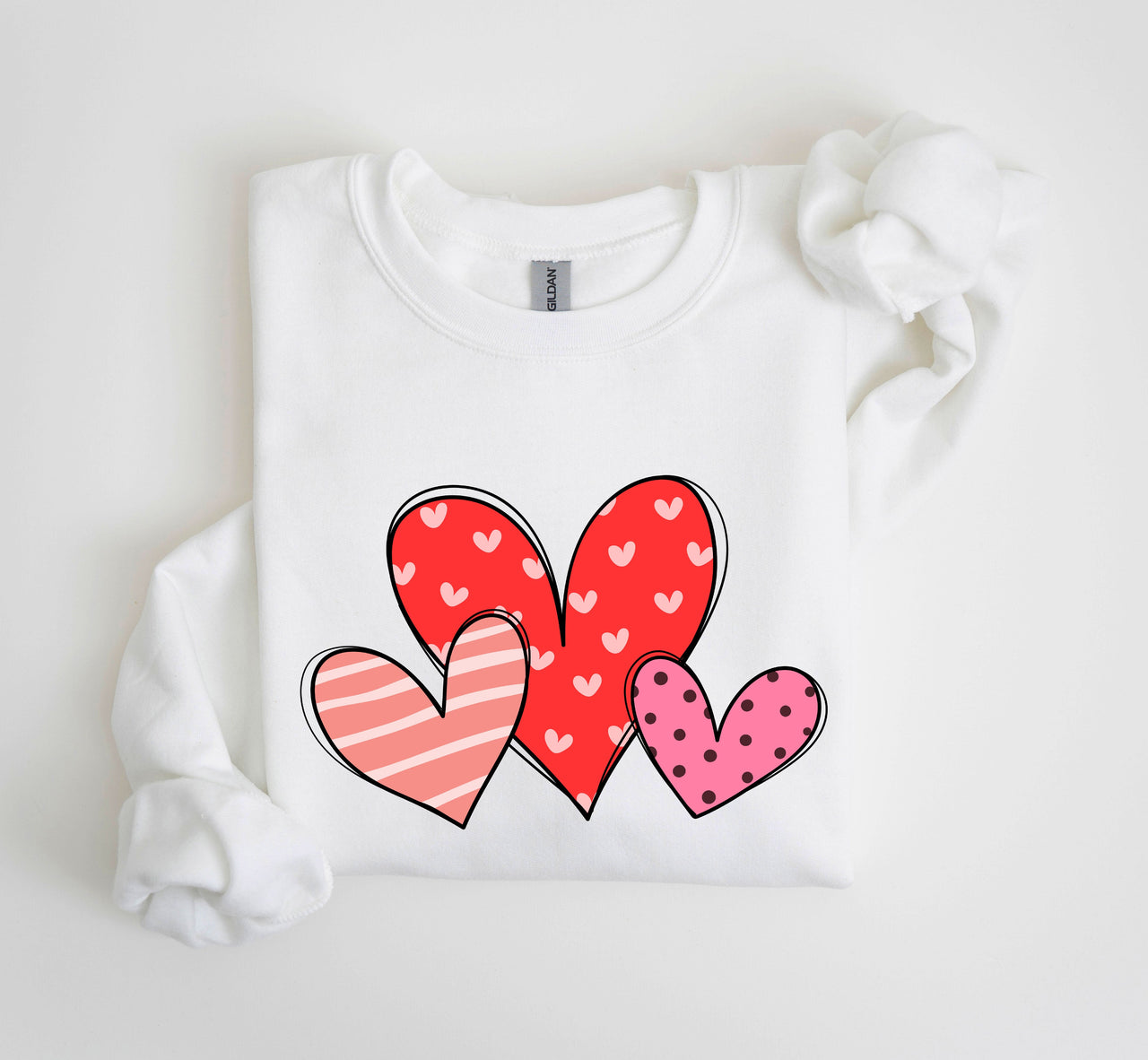 Retro Hearts Set Vintage Valentine's Day Nostalgic Heart Garland And Cupid Motif Sweatshirt
