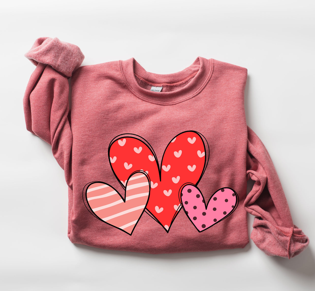 Retro Hearts Set Vintage Valentine's Day Nostalgic Heart Garland And Cupid Motif Sweatshirt