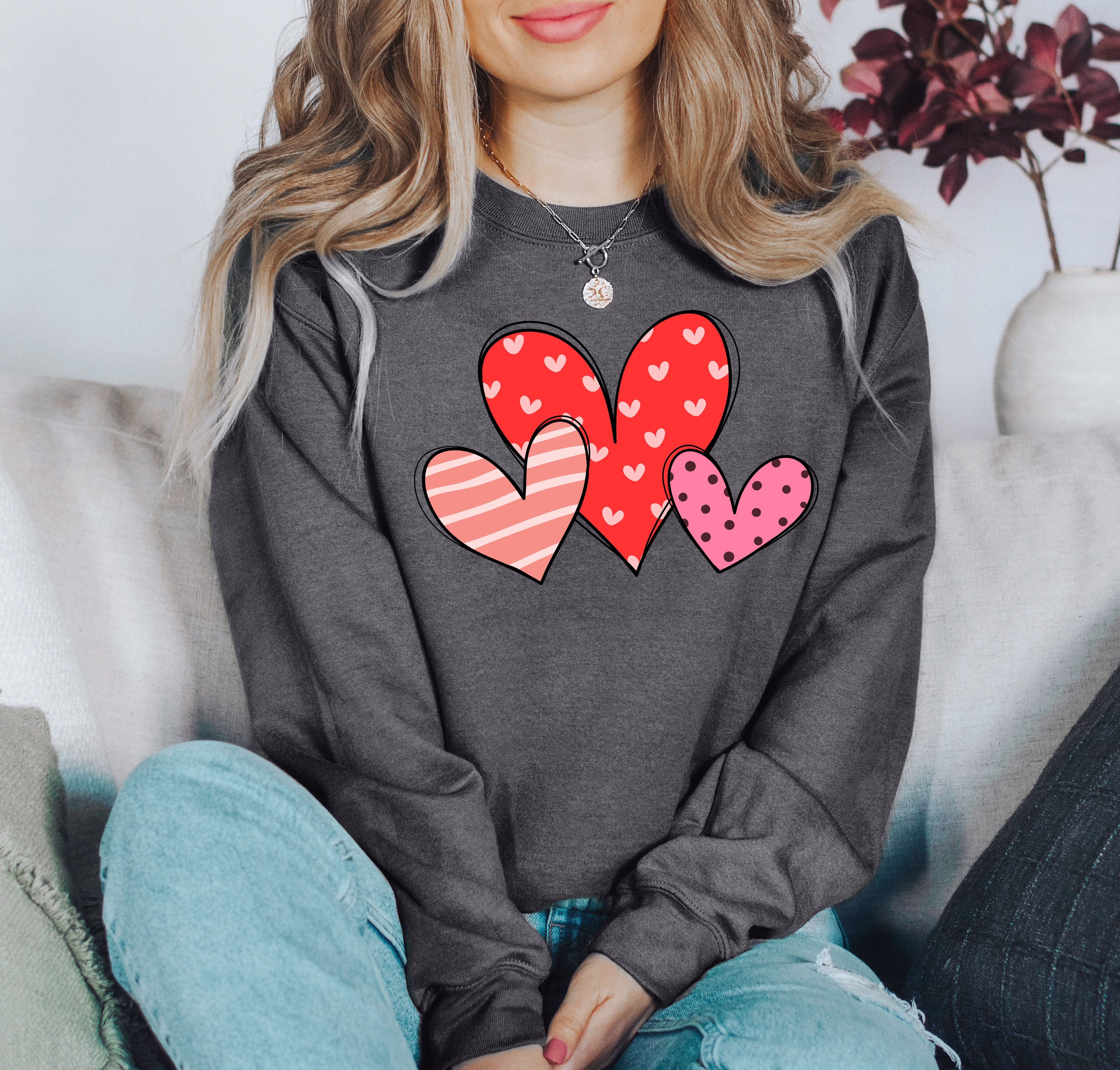 Retro Hearts Set Vintage Valentine's Day Nostalgic Heart Garland And Cupid Motif Sweatshirt