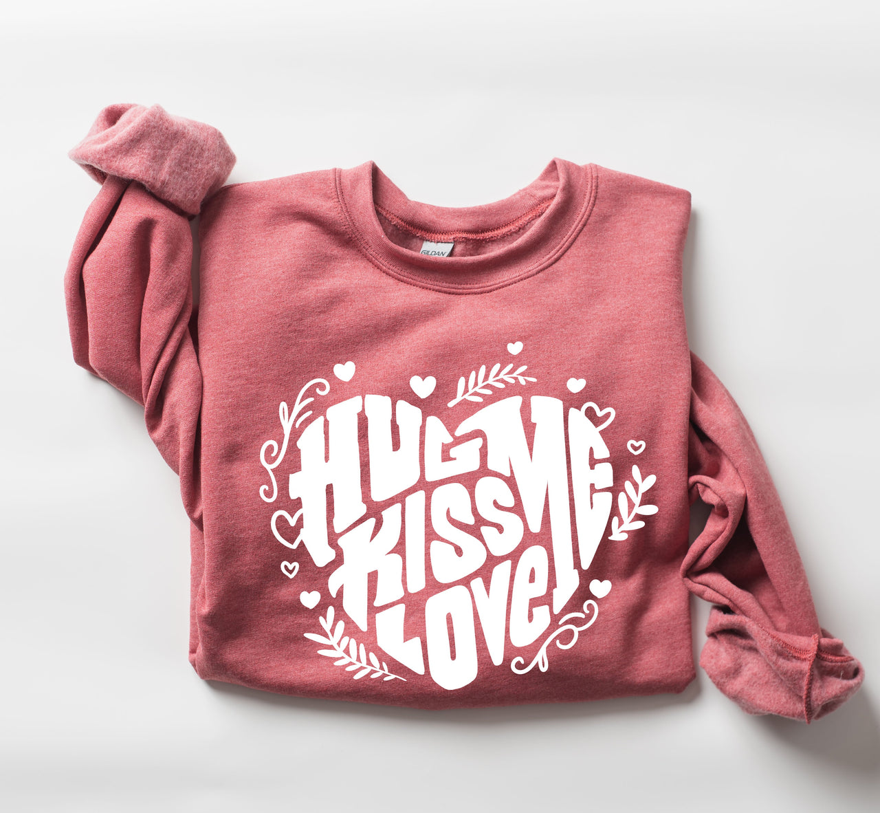 Hug Me Kiss Me Love Me Vintage Valentines Day Cozy Romance Heartfelt Edition Sweatshirt