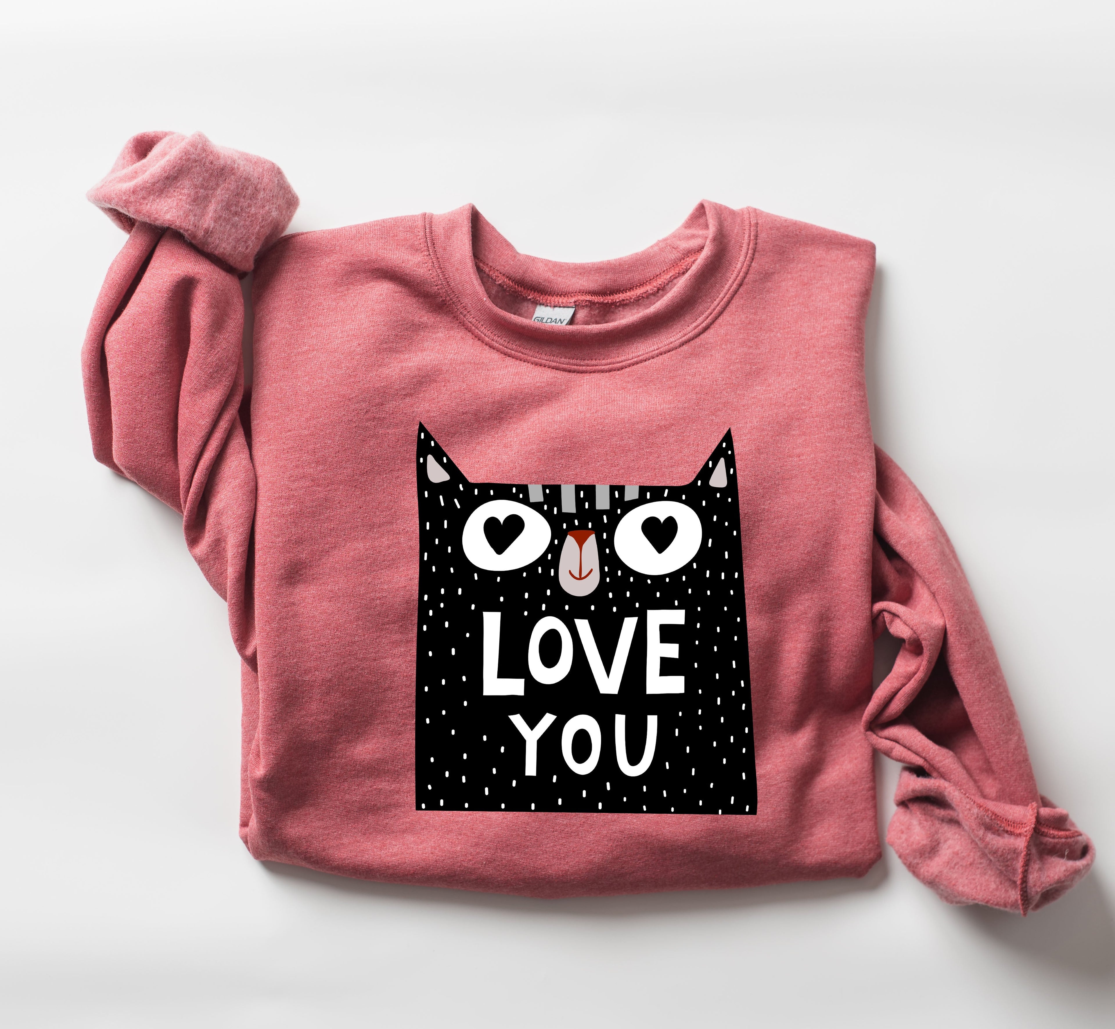 Retro Mini Cat Vintage Valentine's Day Extra Soft Cozy Fleece For Cat Lovers Graphic Sweatshirt