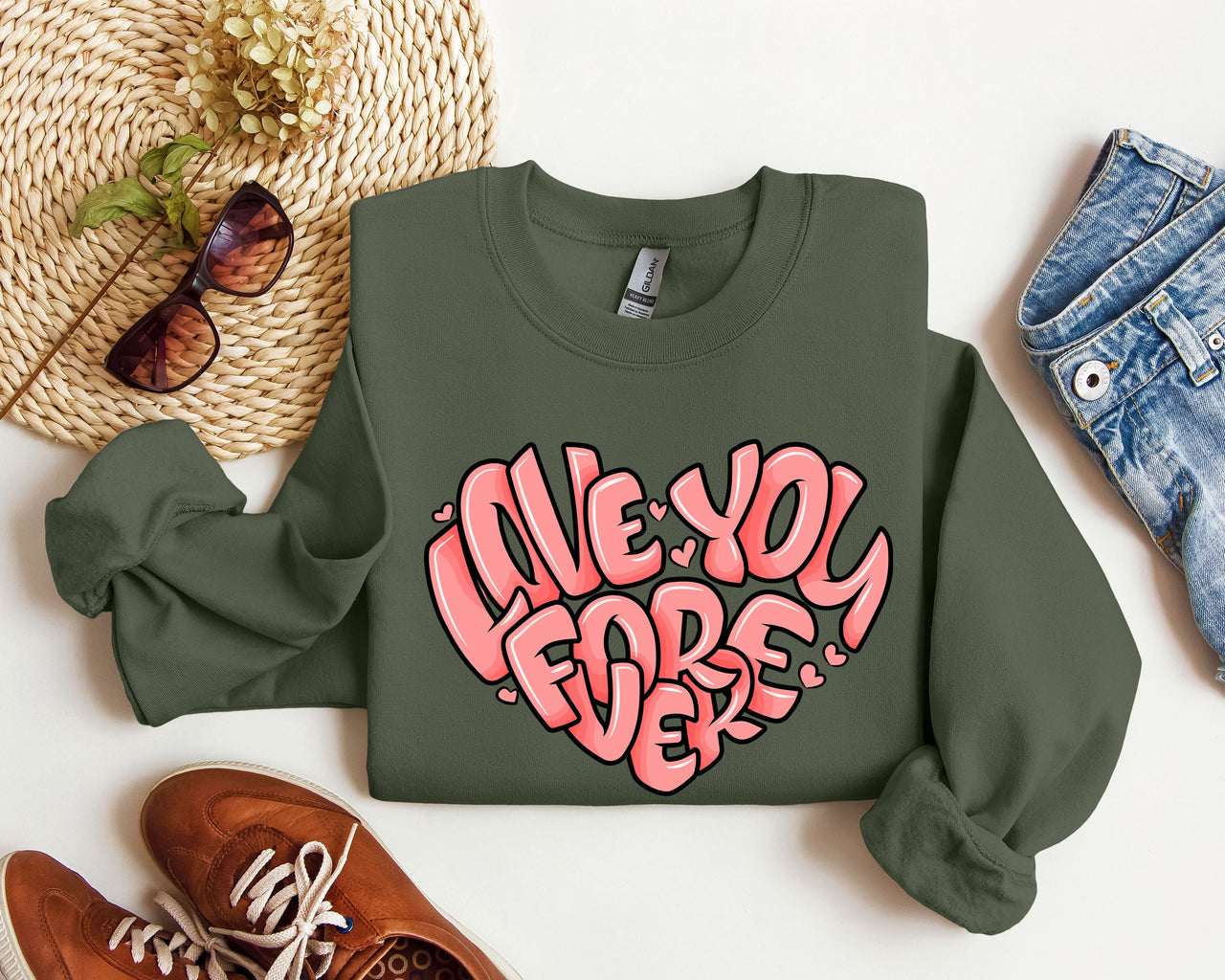 Retro I Love You Forever Vintage Valentines Day Nostalgic Romance Theme Edition Sweatshirt