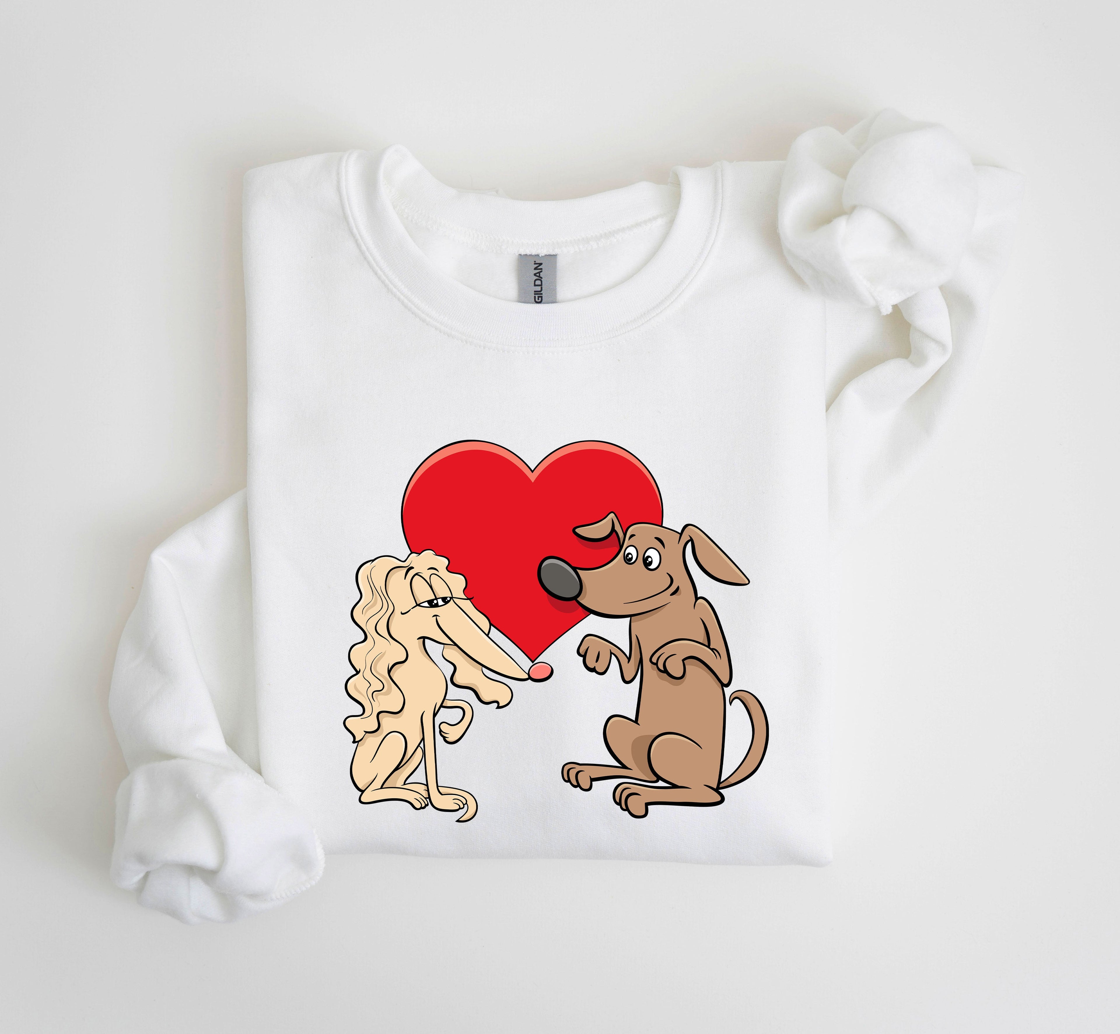 Retro Dog Lovers Vintage Valentine's Day Theme Premium Cozy Fleece Graphic Sweatshirt