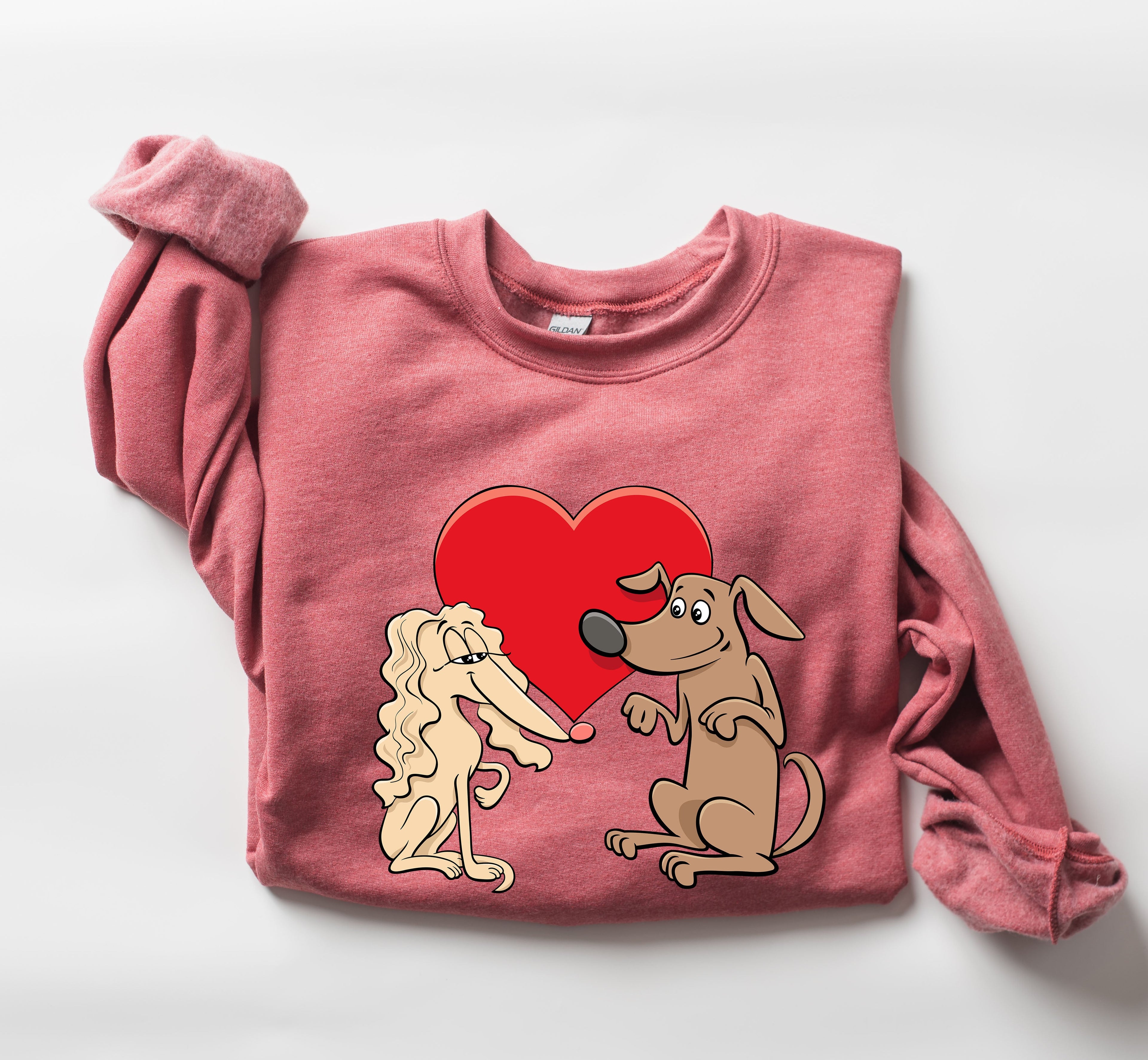 Retro Dog Lovers Vintage Valentine's Day Theme Premium Cozy Fleece Graphic Sweatshirt
