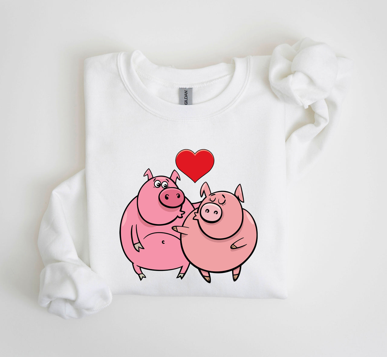 Retro Pig Lovers Funny Vintage Valentine's Day Cozy Casual Everyday Premium Sweatshirt