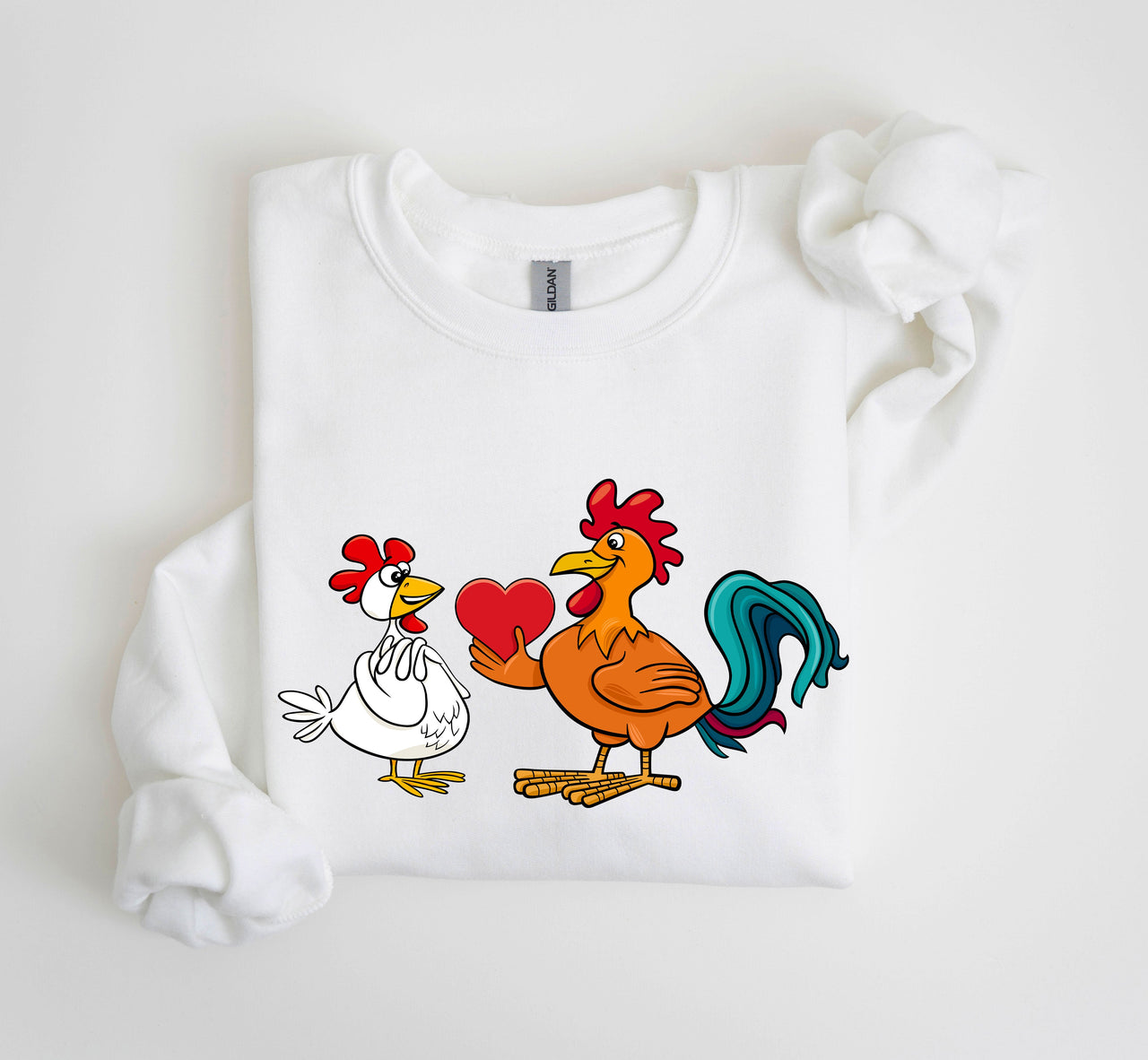 Retro Chicken Lovers Funny Vintage Valentine's Day Poultry Humor Inspired By Classic Farmhouse Style Sweatshirt