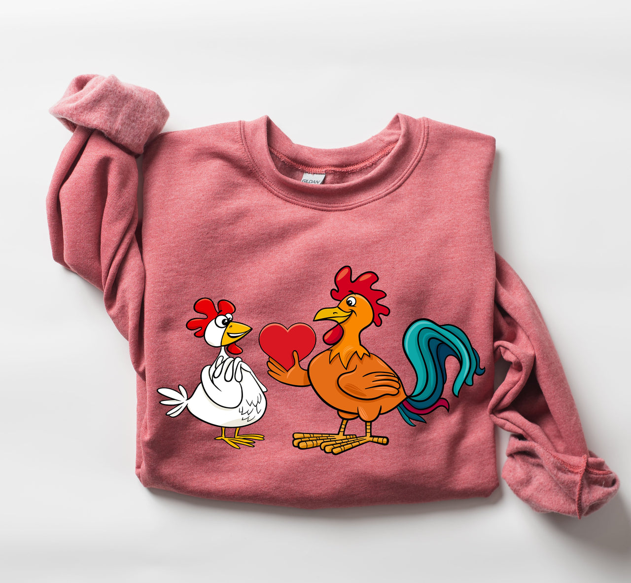 Retro Chicken Lovers Funny Vintage Valentine's Day Poultry Humor Inspired By Classic Farmhouse Style Sweatshirt