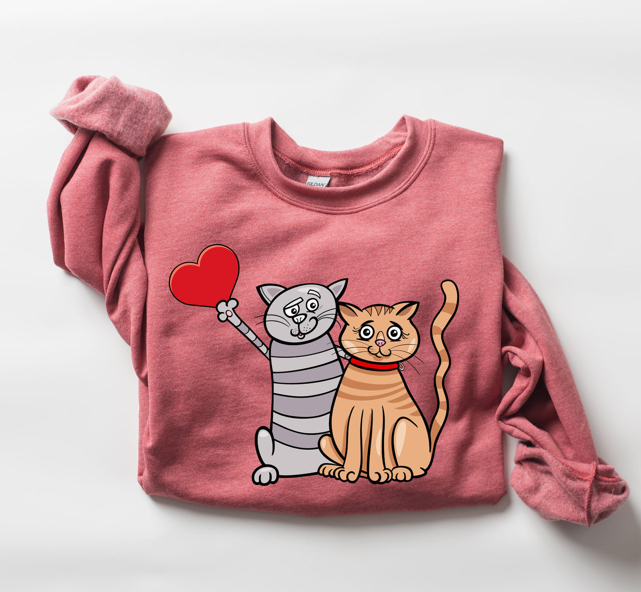 Retro Cat Lovers Vintage Valentines Day Silhouette Graphic Classic Edition Sweatshirt