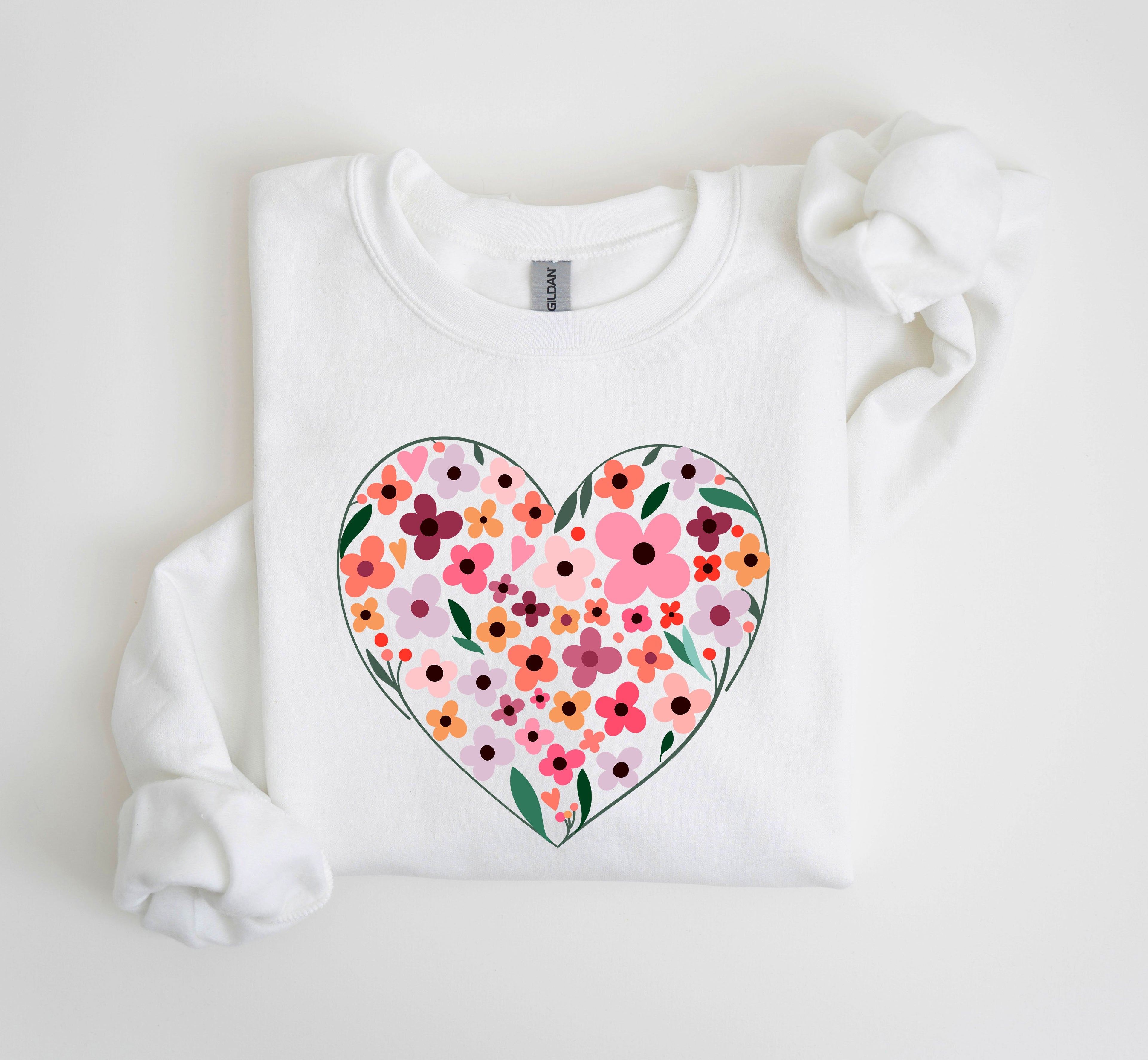 Wildflowers Heart Vintage Valentines Day Floral Bloom Theme With Romantic Garden Imagery Sweatshirt