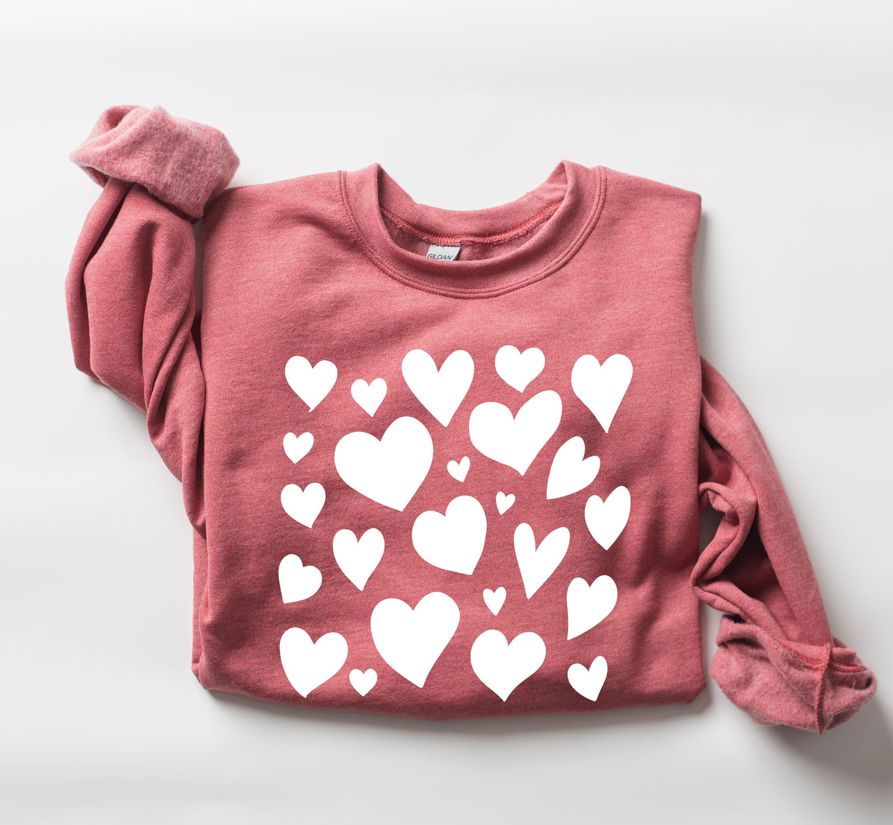 Mini Valentine's Hearts Vintage Valentine's Day Cozy Winter Soft Fleece Sweatshirt