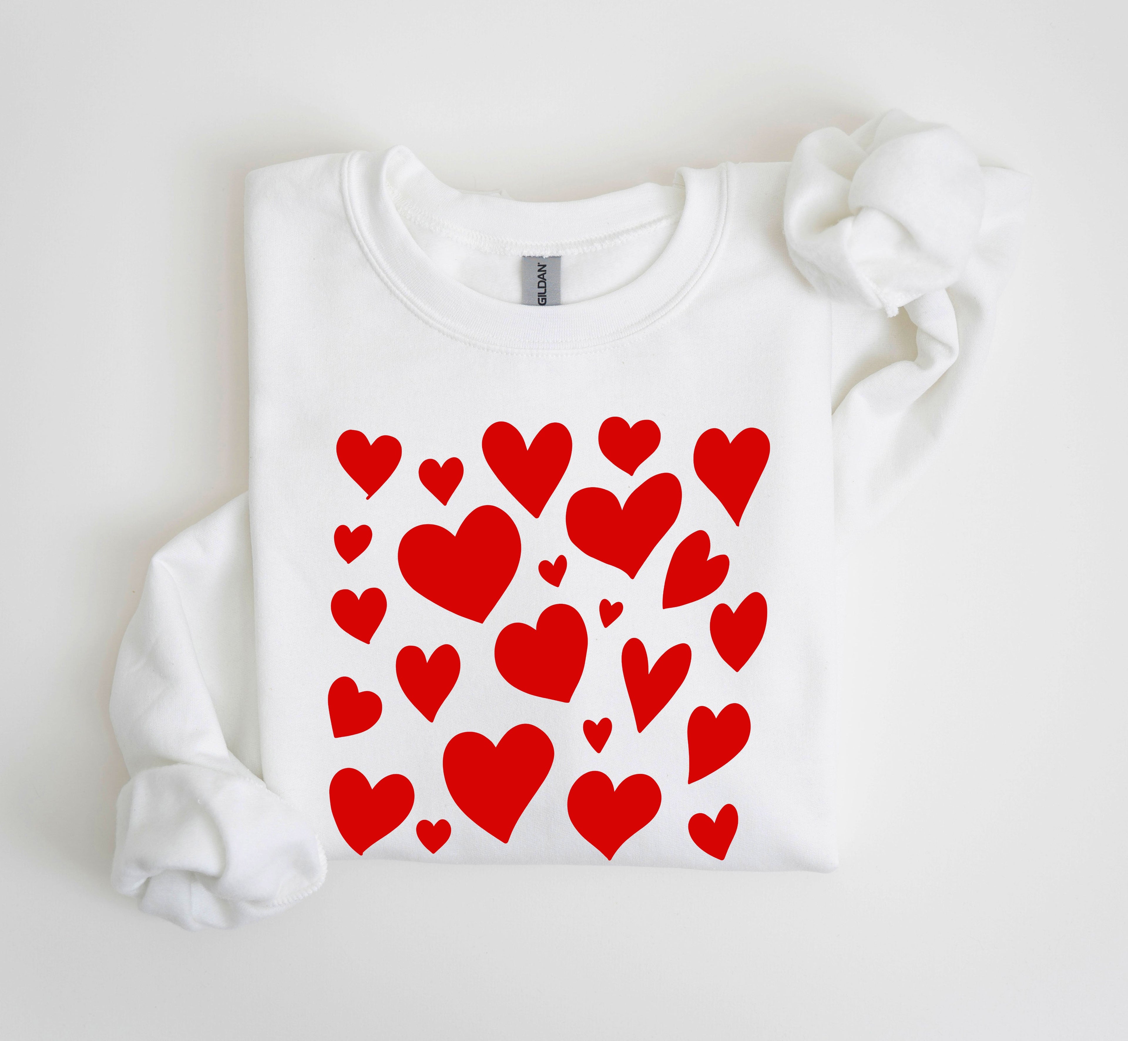 Mini Valentine's Hearts Vintage Valentine's Day Cozy Winter Soft Fleece Sweatshirt
