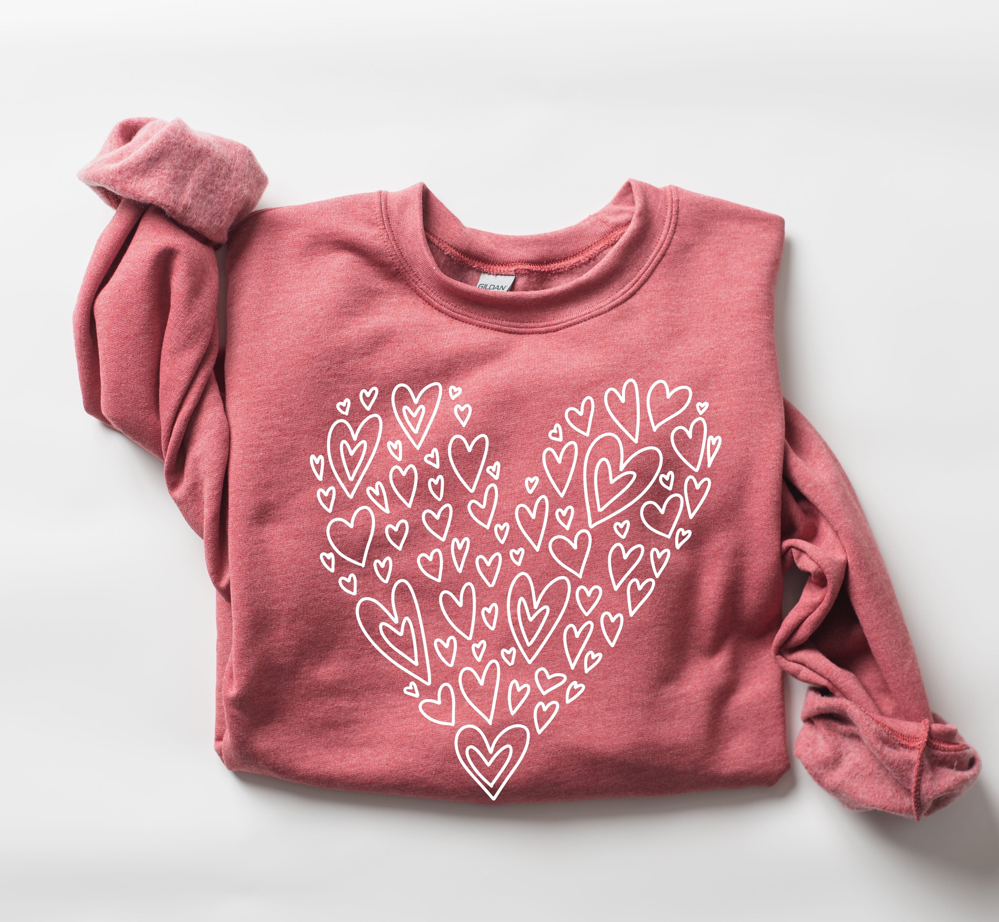 Valentine's Heart Vintage Valentine's Day Cozy Cotton Blend Premium Plus Sweatshirt