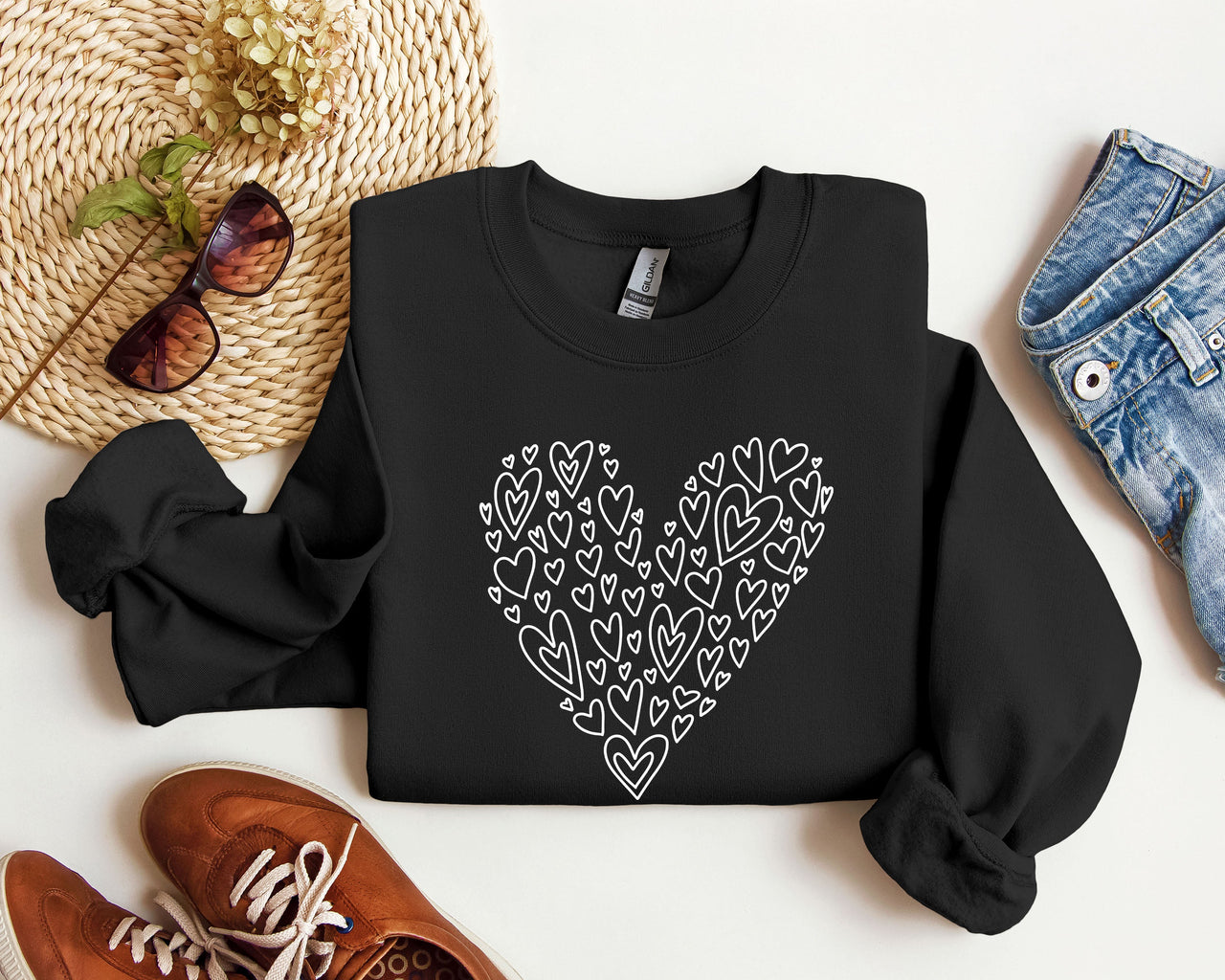 Valentine's Heart Vintage Valentine's Day Cozy Cotton Blend Premium Plus Sweatshirt