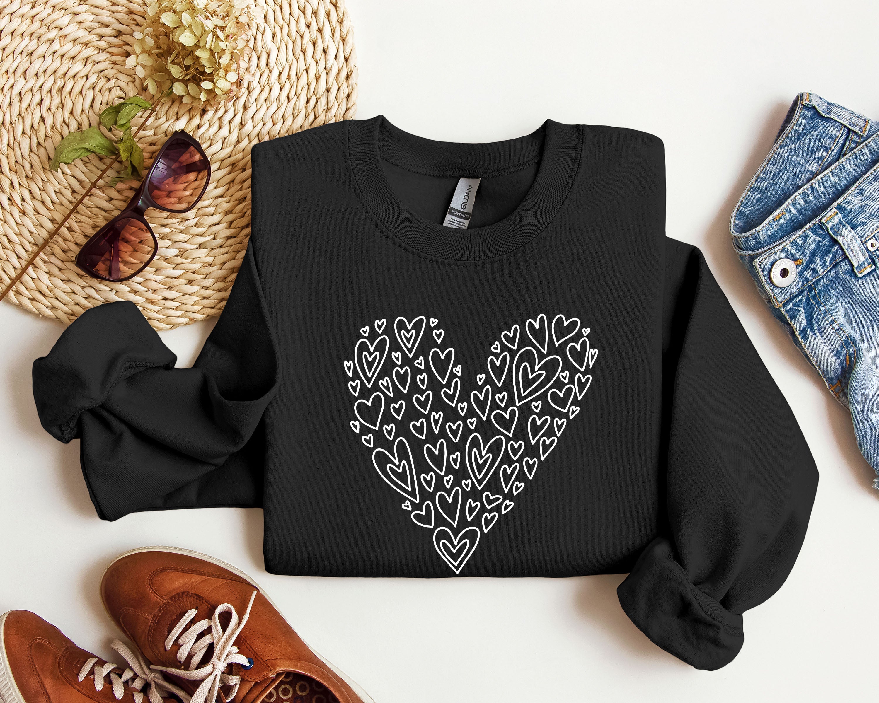 Valentine's Heart Vintage Valentine's Day Cozy Cotton Blend Premium Plus Sweatshirt