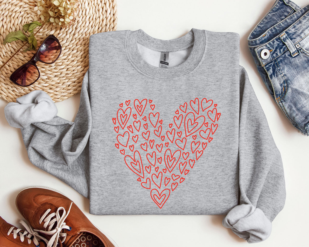 Valentine's Heart Vintage Valentine's Day Cozy Cotton Blend Premium Plus Sweatshirt