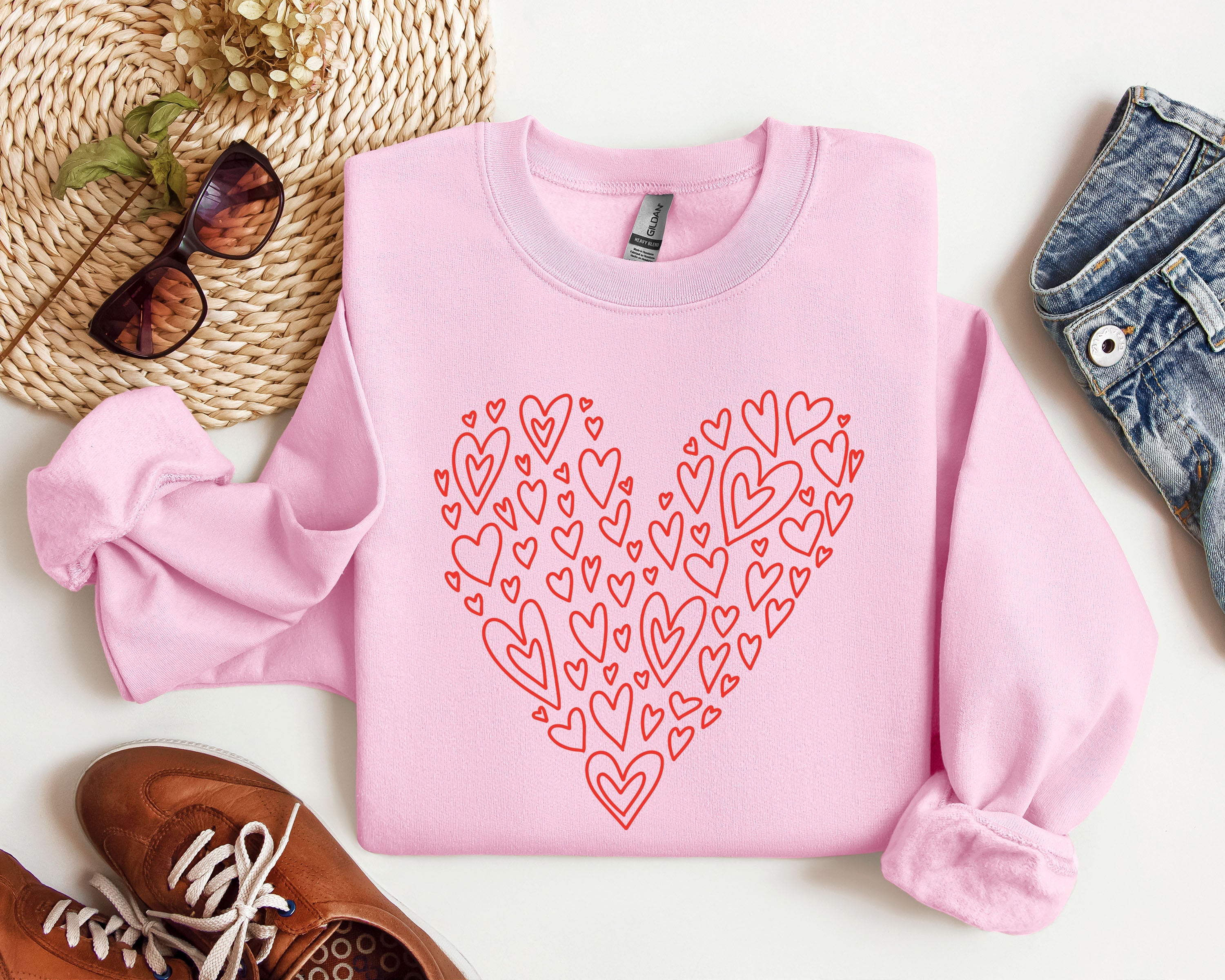 Valentine's Heart Vintage Valentine's Day Cozy Cotton Blend Premium Plus Sweatshirt