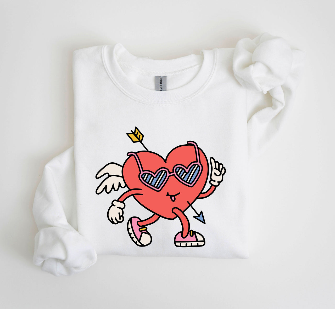 Mini Retro Heart Vintage Valentine's Day Print Cozy Fleece Classic Style For Everyday Wear Sweatshirt