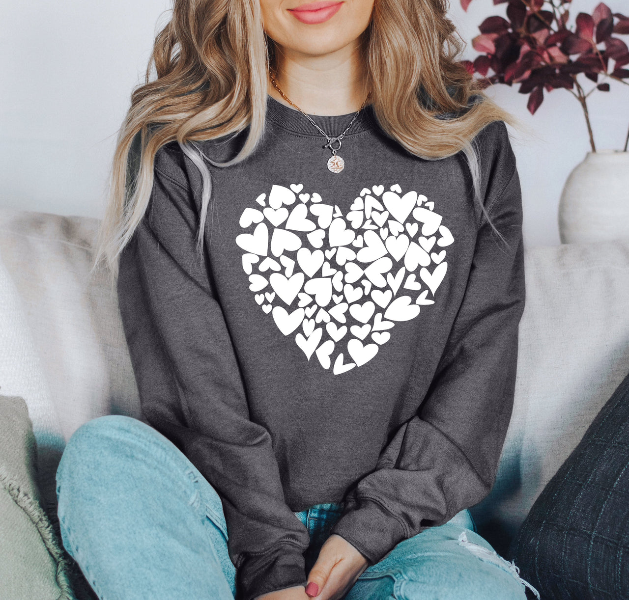 Mini Hearts Vintage Valentine's Day Hearts Pattern Cozy Cotton Blend Self-Love Edition Sweatshirt