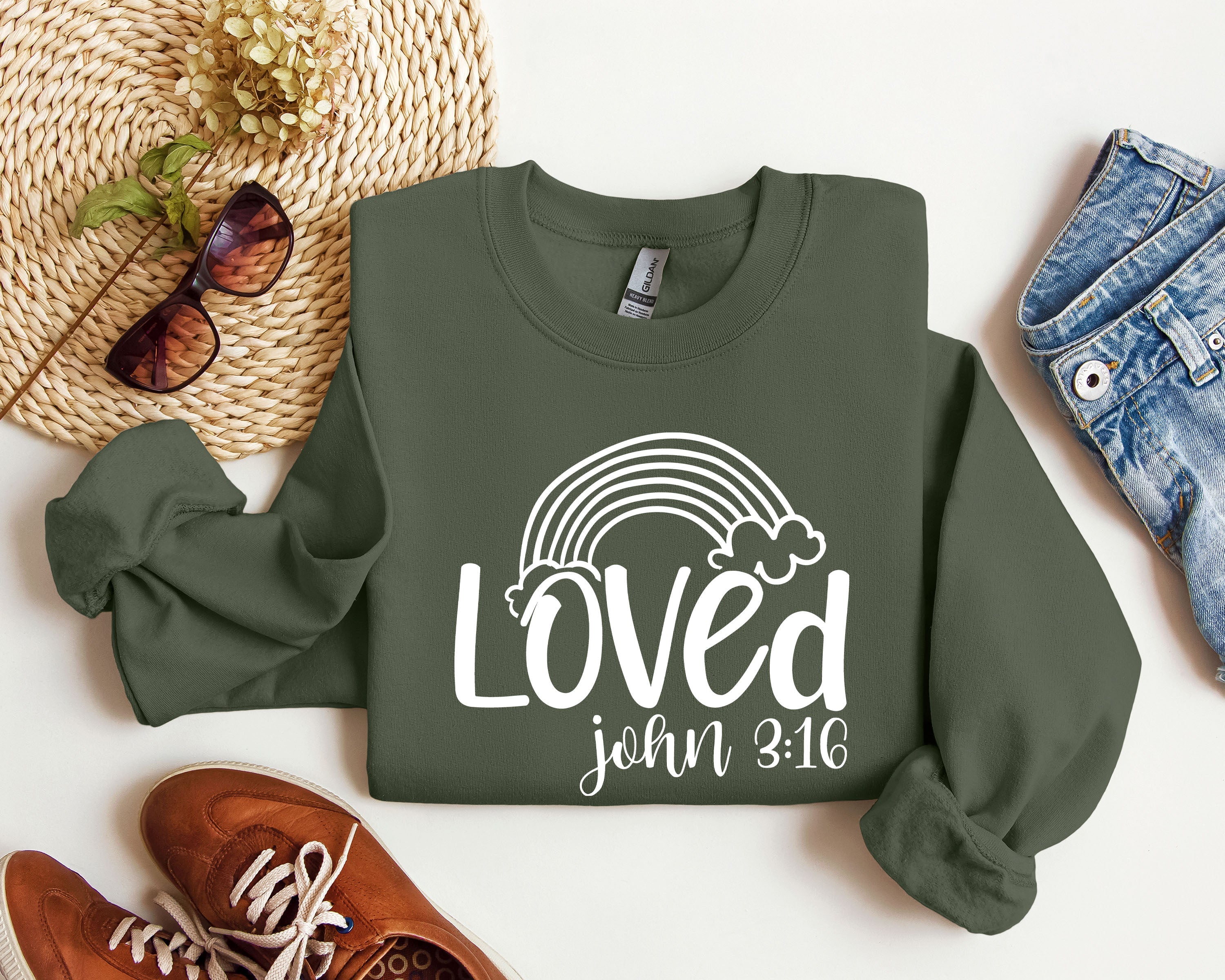 Retro Loved Rainbow Vintage Valentine's Day Nostalgia Heartfelt Celebration Edition Sweatshirt