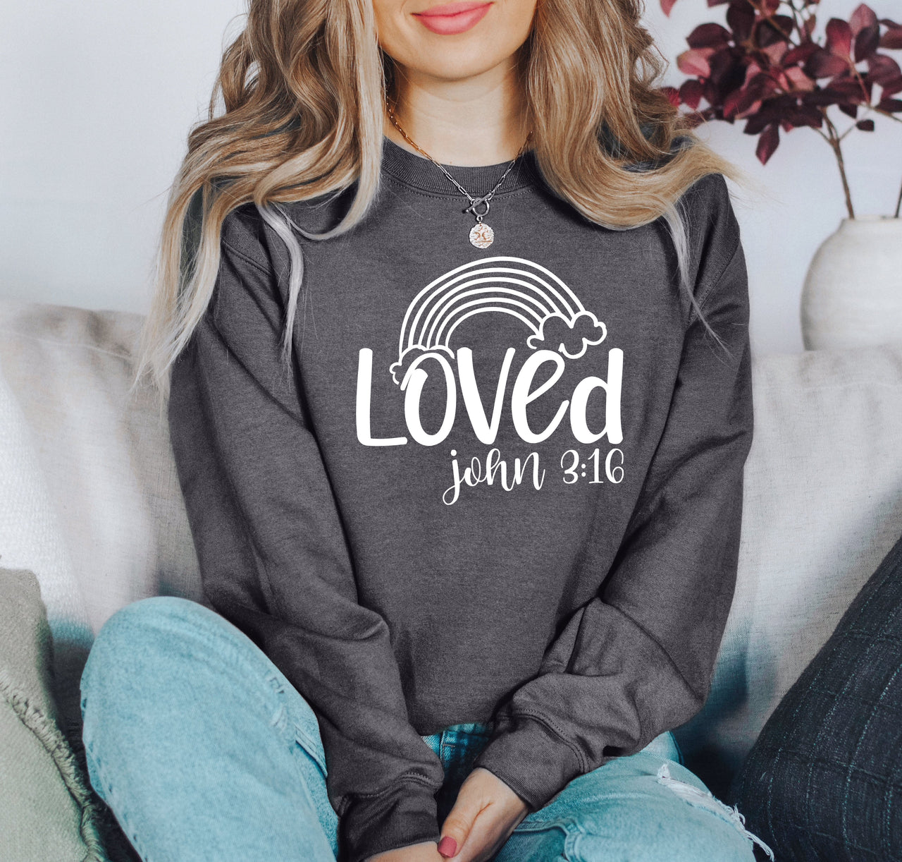 Retro Loved Rainbow Vintage Valentine's Day Nostalgia Heartfelt Celebration Edition Sweatshirt