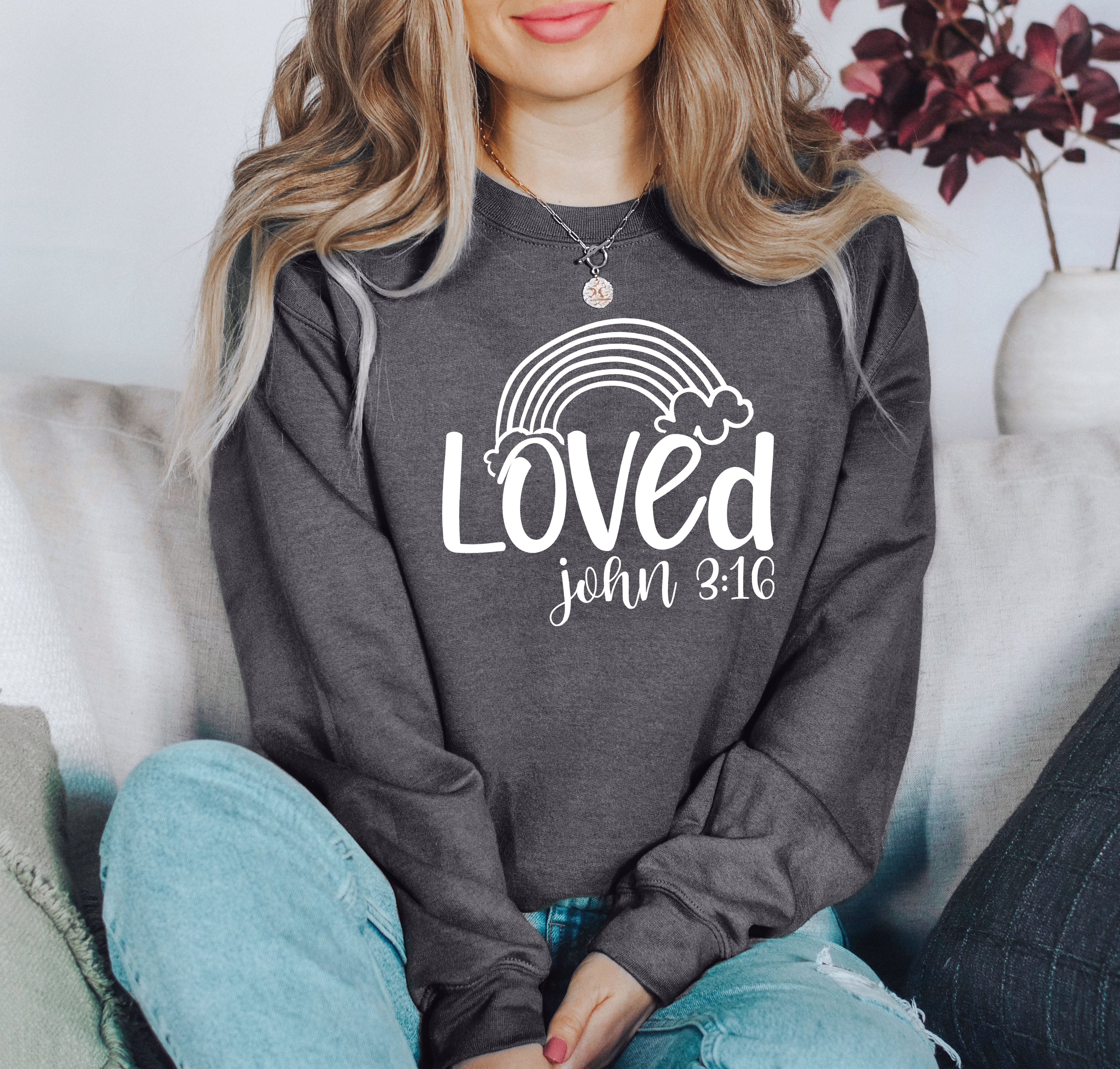 Retro Loved Rainbow Vintage Valentine's Day Nostalgia Heartfelt Celebration Edition Sweatshirt