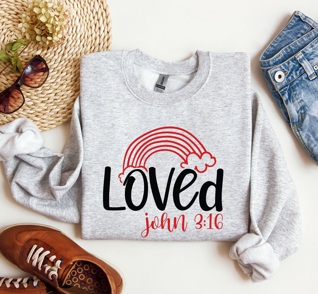 Retro Loved Rainbow Vintage Valentine's Day Nostalgia Heartfelt Celebration Edition Sweatshirt