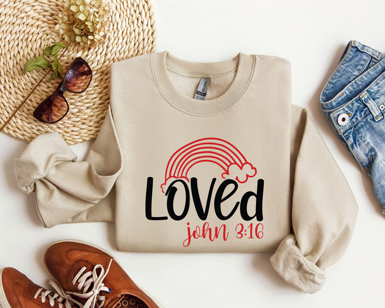 Retro Loved Rainbow Vintage Valentine's Day Nostalgia Heartfelt Celebration Edition Sweatshirt