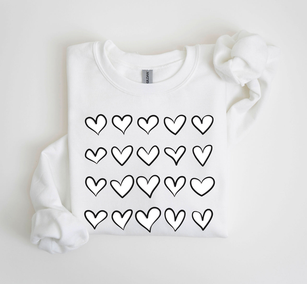 Mini Hearts Valentine's Retro Heart Print Vintage Love Script Doodle Edition Sweatshirt